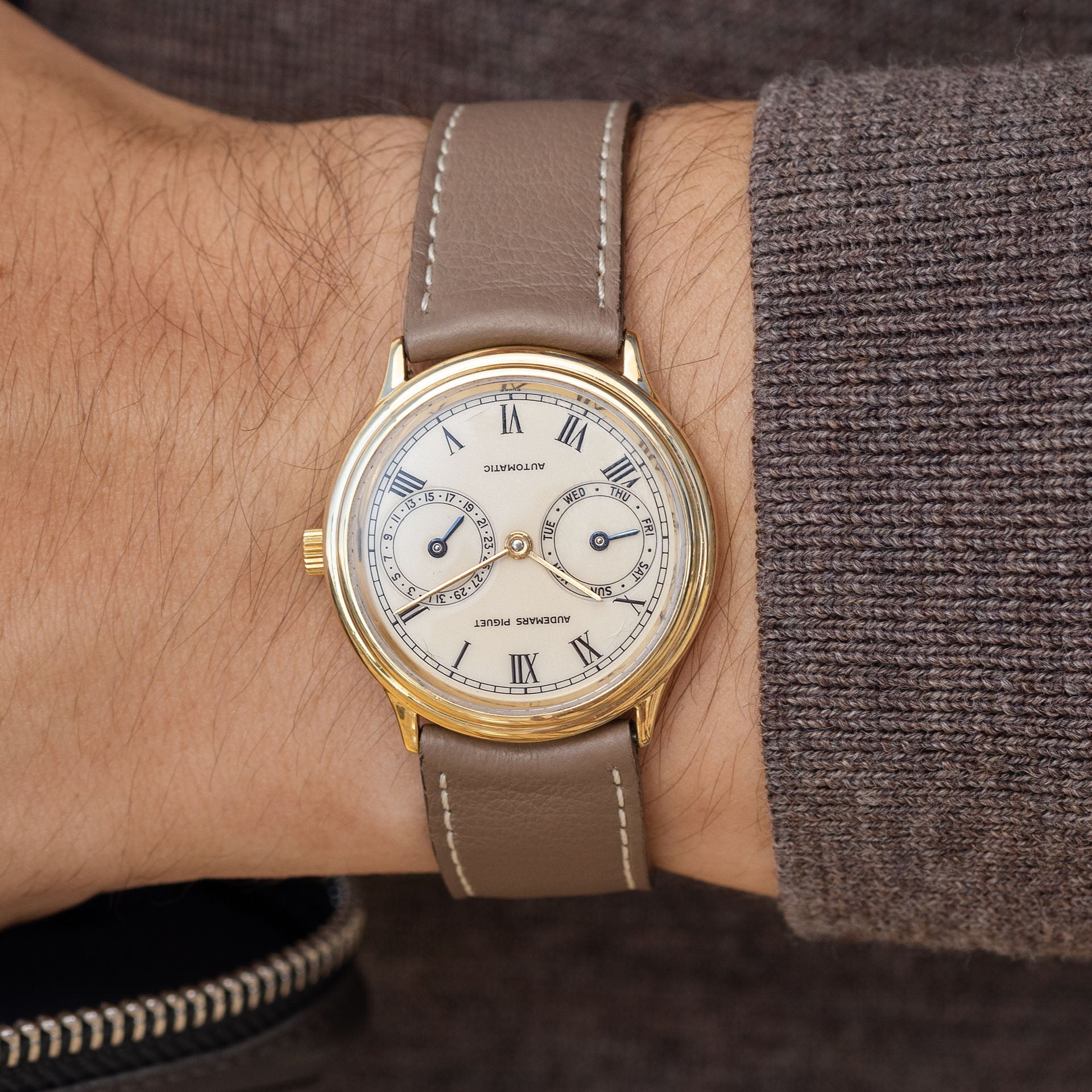 Taupe Grey Leren Horlogeband