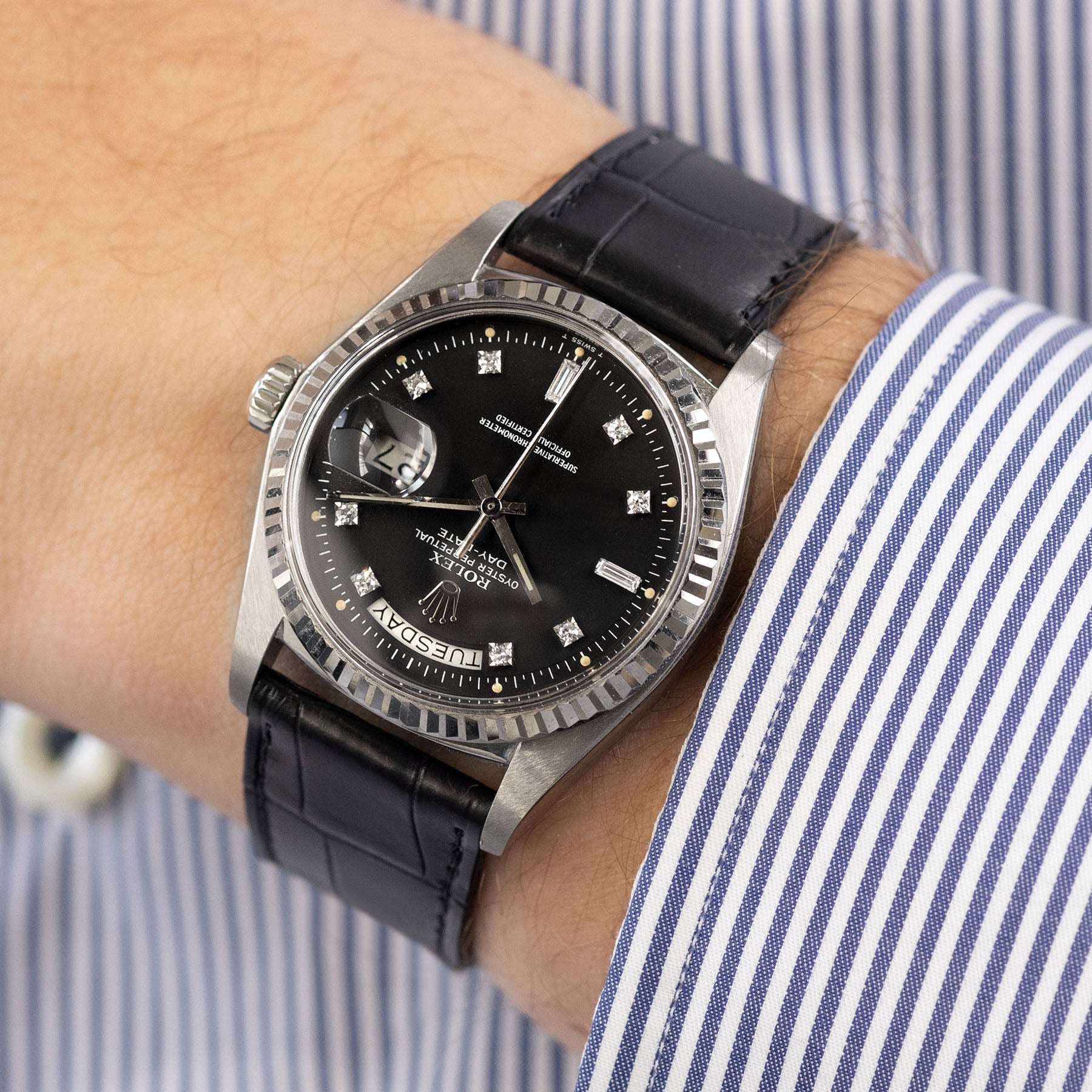 Premium Alligator Zwart Leren Horlogeband