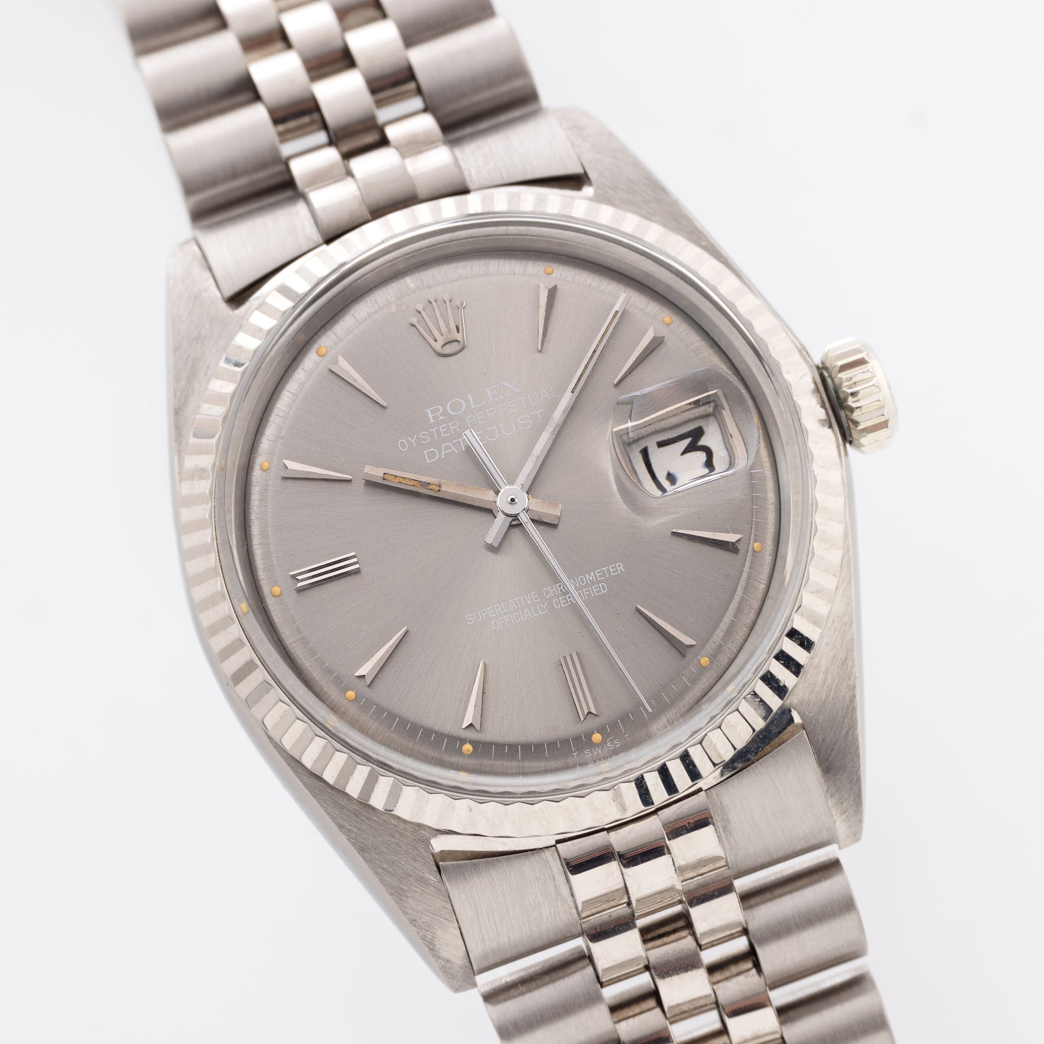 Rare Rolex Datejust 1601/9 White Gold Case - Grey Dial