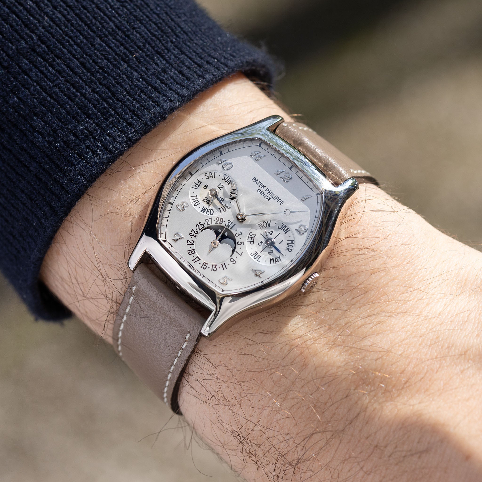 Taupe Grey Leren Horlogeband