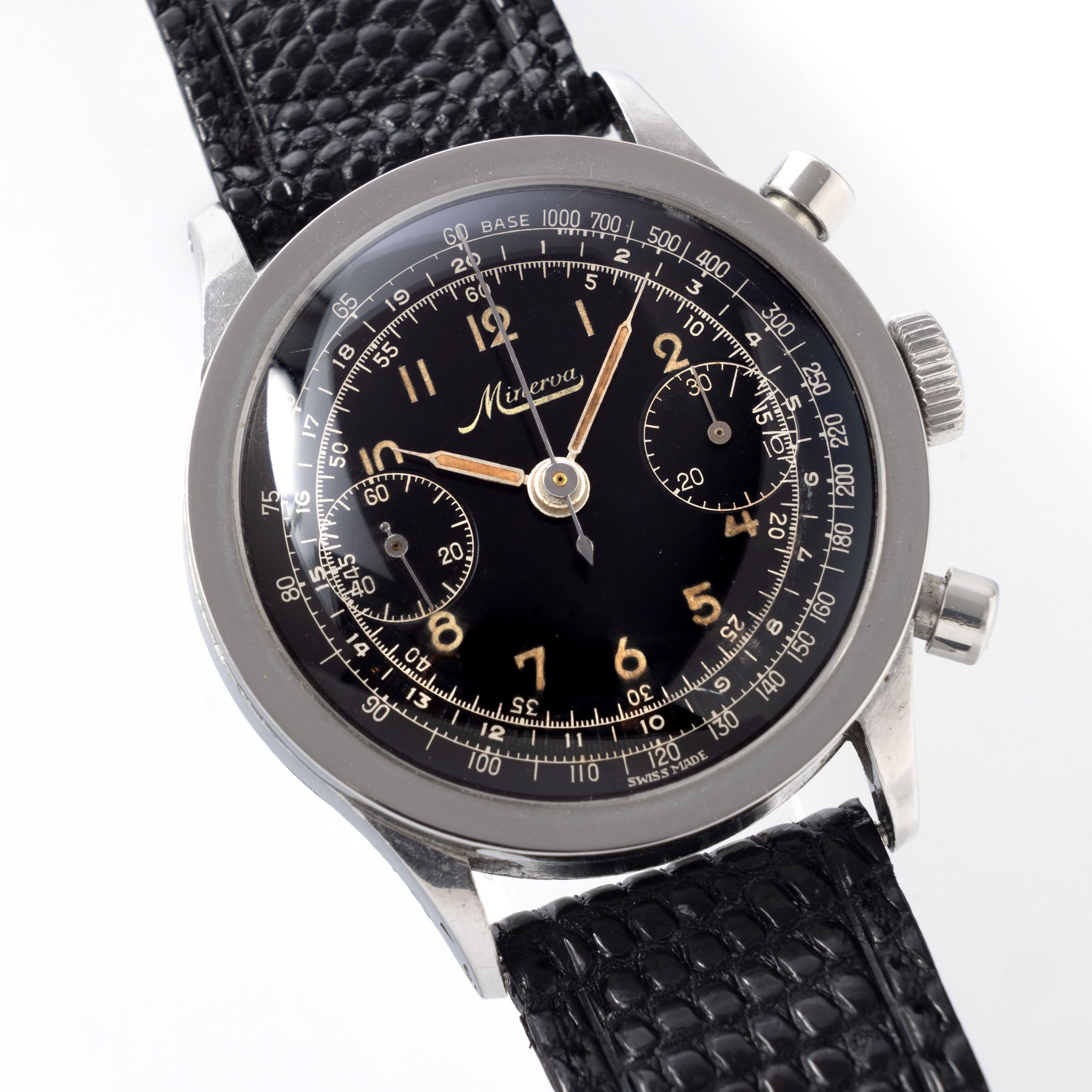 Minerva Oversized Chronograph Black Dial Valjoux 22Minerva Oversized Chronograph Black Dial Valjoux 22