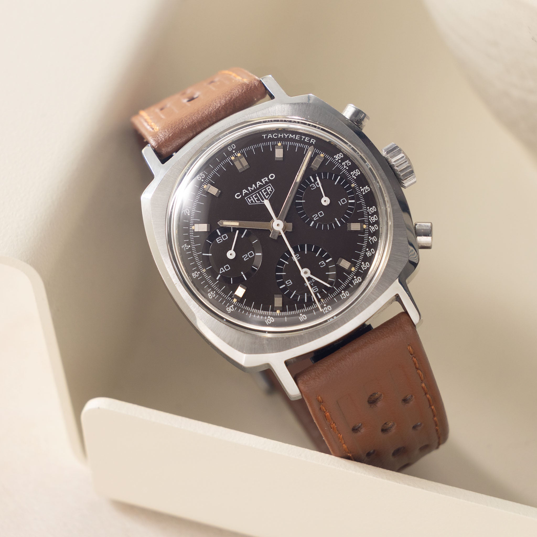 Heuer Camaro “Tachymeter” brown dial ref 7220