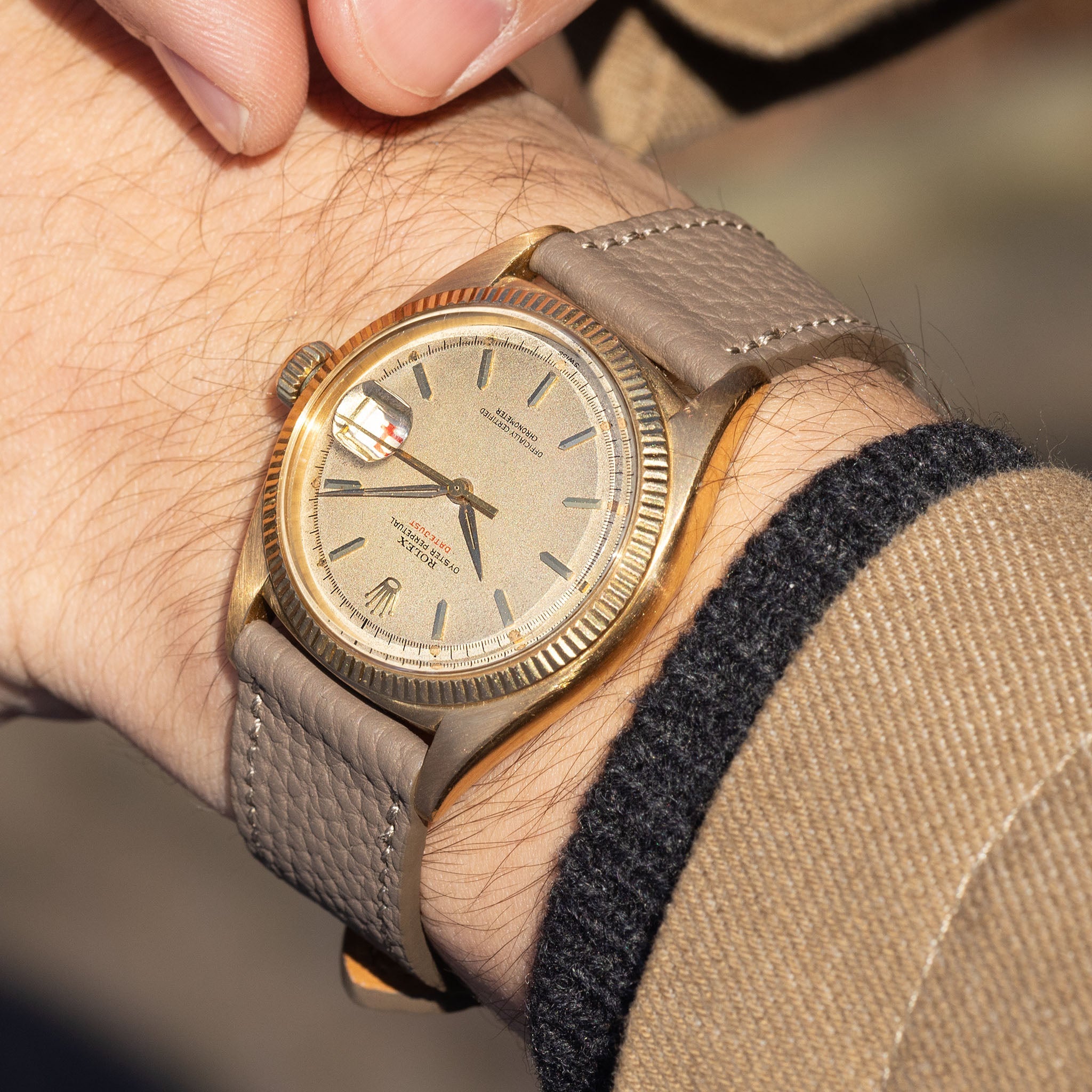 Rolex Datejust Ref. 6305 Ovettone with "Swiss Only" Red Writing Dial and Roulette Date