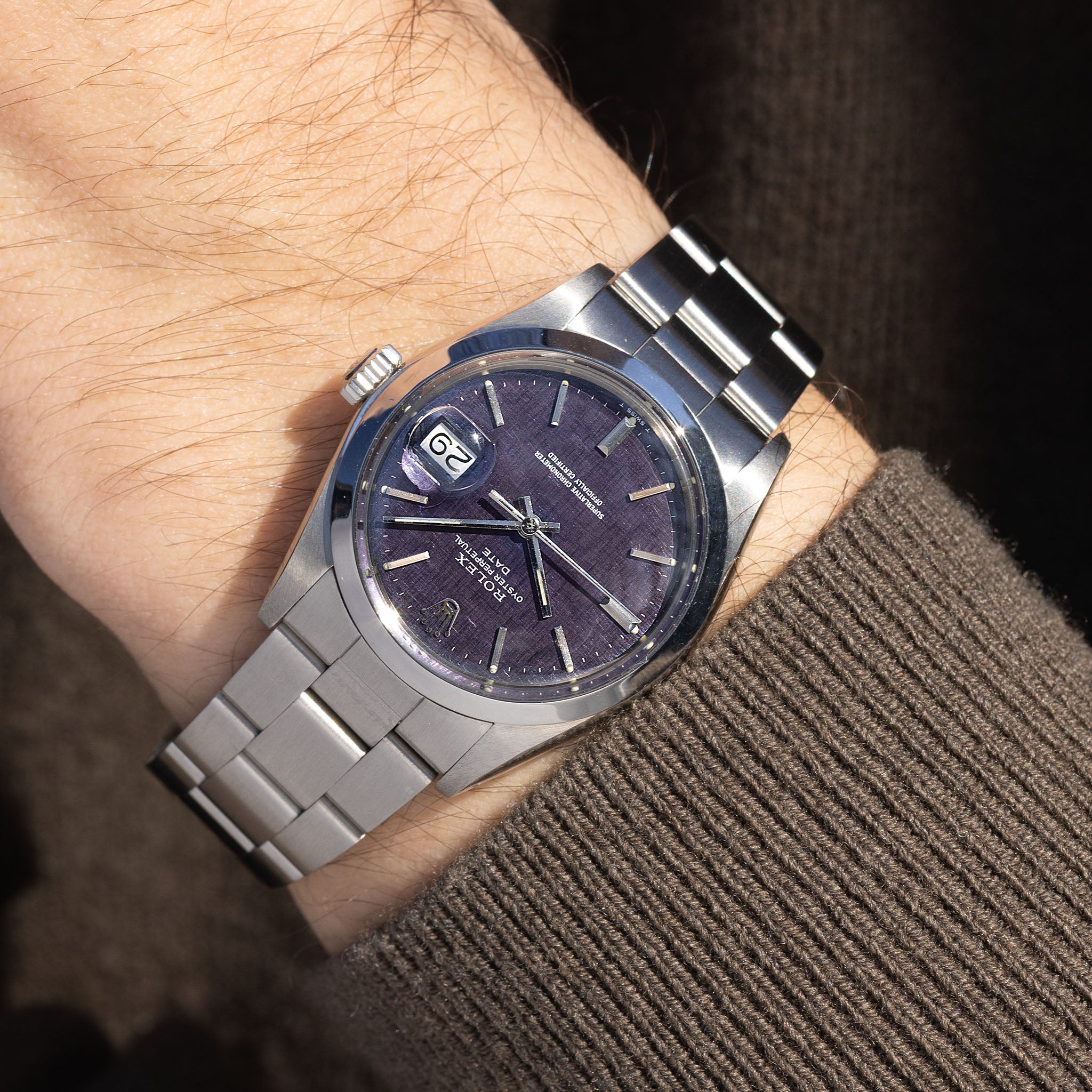 Rolex Oyster-Perpetual Date Purple Linen Dial Ref. 1500