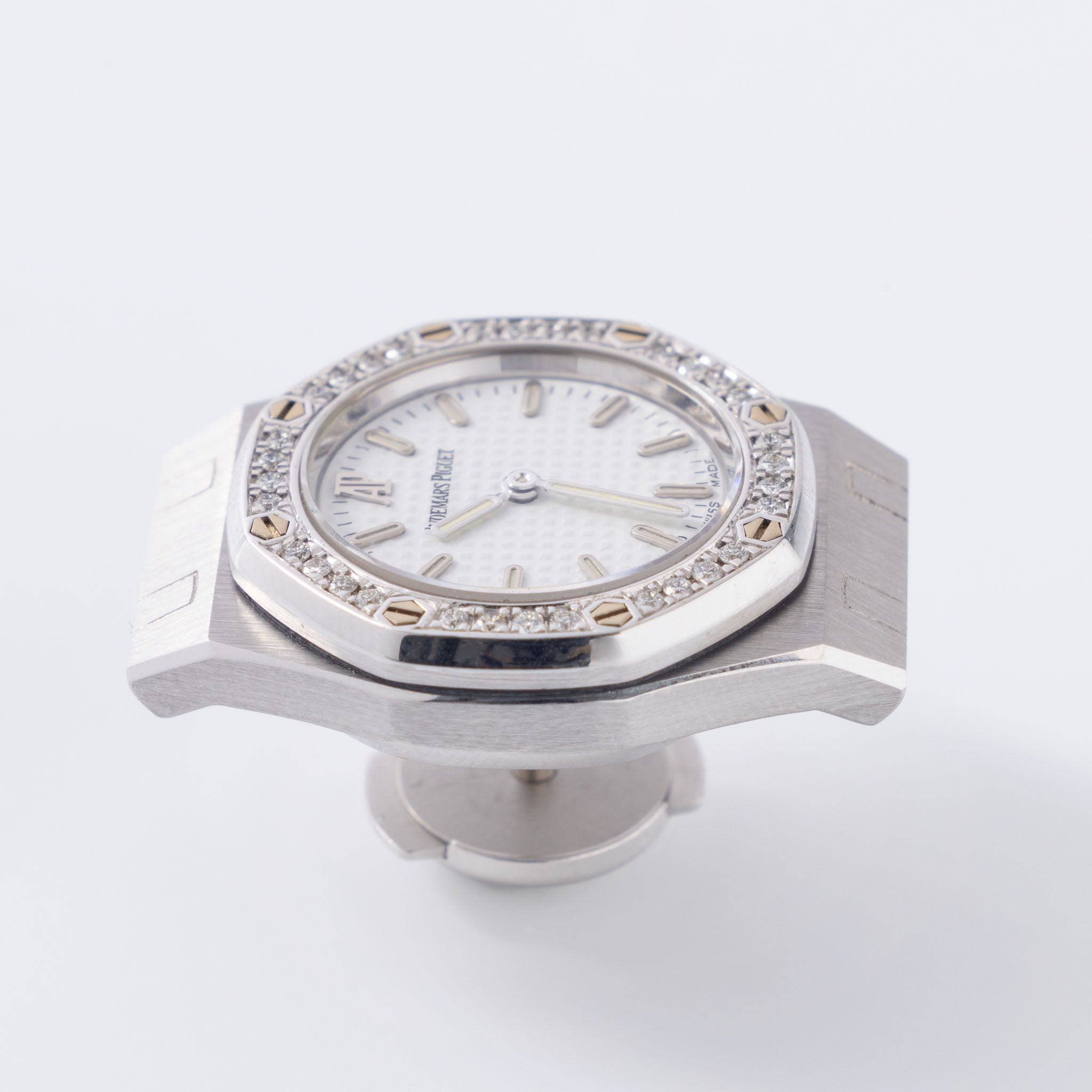 Audemars Piguet Royal Oak Revers Pin Watch in 18K White Gold Box and Certificate of Origin Set "Jewelry Collection"