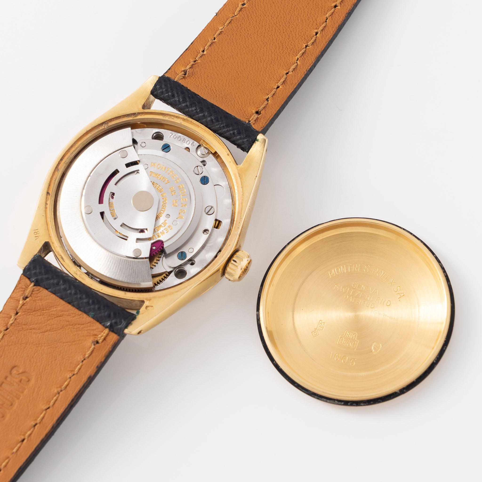 Rolex Oyster Perpetual Grey Dial in 18K Yellow Gold Ref. 1005 Box and Paper Set