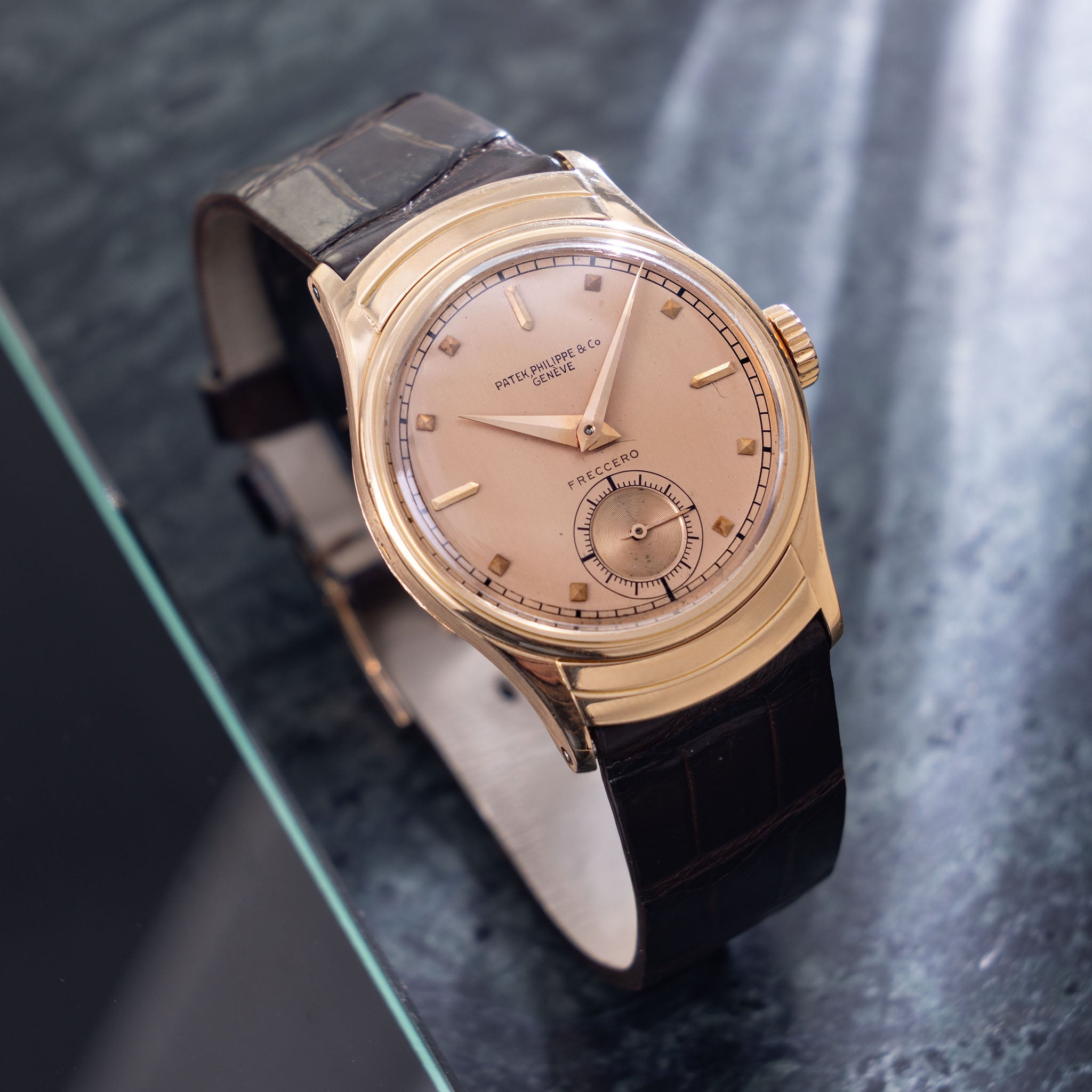 Patek Philippe Calatrava ref 539 "Armadillo" pink on pink double signed Freccero in 18k pink gold