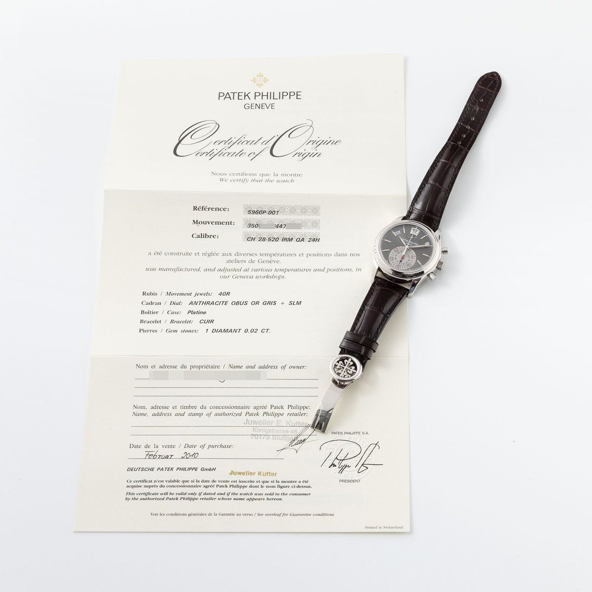 Patek Philippe Annual Calendar Flyback Chronograph 5960P in Platinum Execution Grey dial Full Set