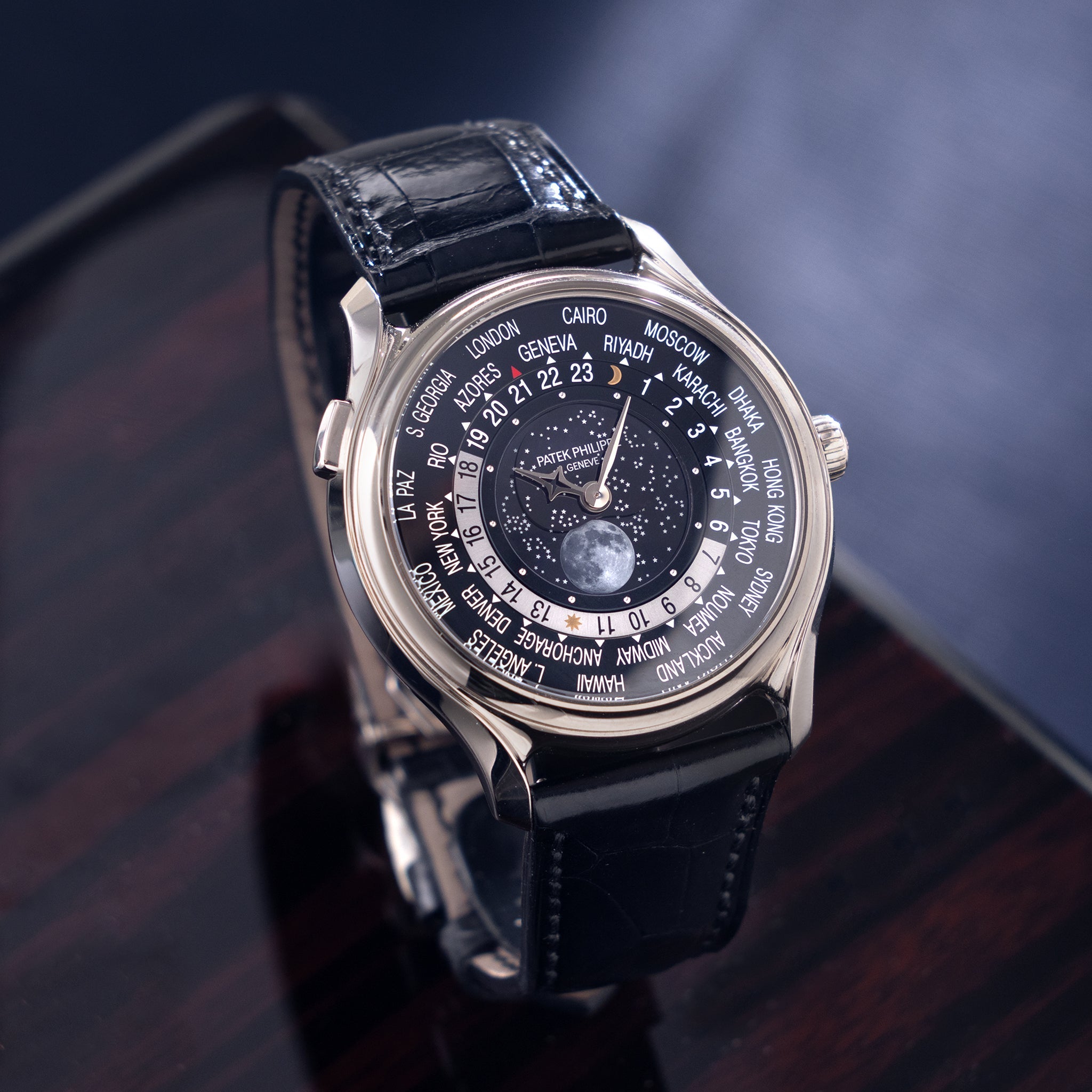 Patek Philippe World Time Moonphase 5575G "175th Anniversary" in 18k White Gold full set