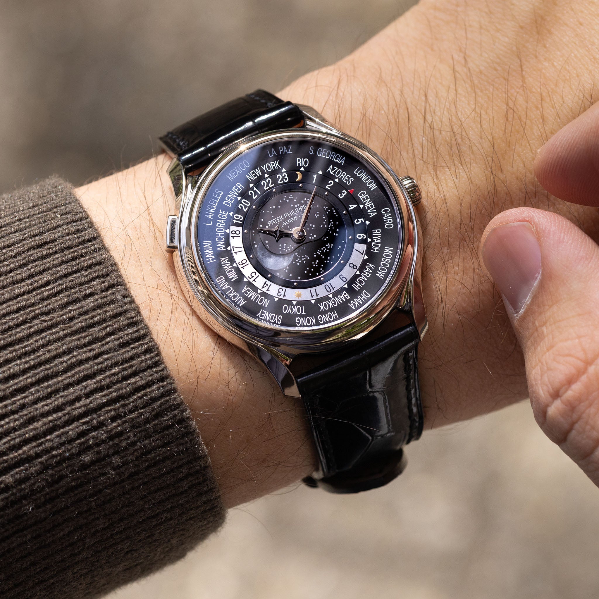 Patek Philippe World Time Moonphase 5575G "175th Anniversary" in 18k White Gold full set