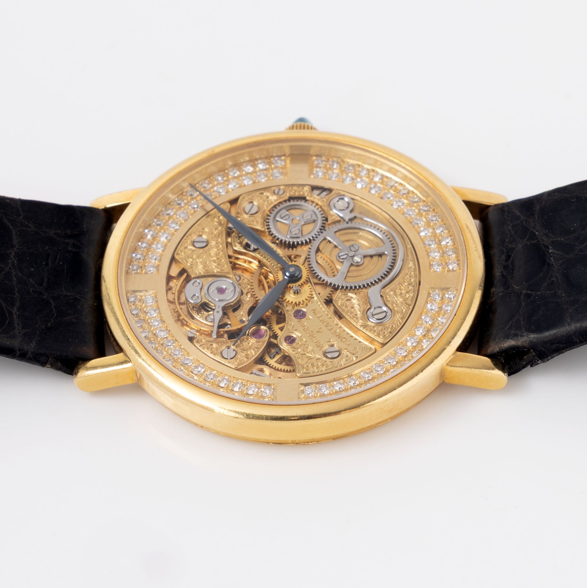 Vacheron Constantin "Skeleton " Engraved diamond set Dresswatch in 18k yellow gold ref. 36004