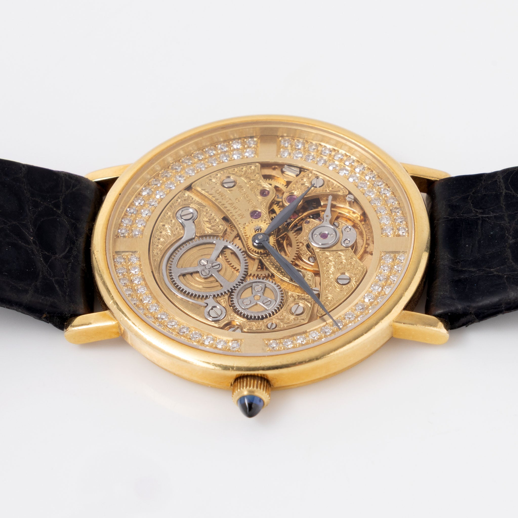 Vacheron Constantin "Skeleton " Engraved diamond set Dresswatch in 18k yellow gold ref. 36004