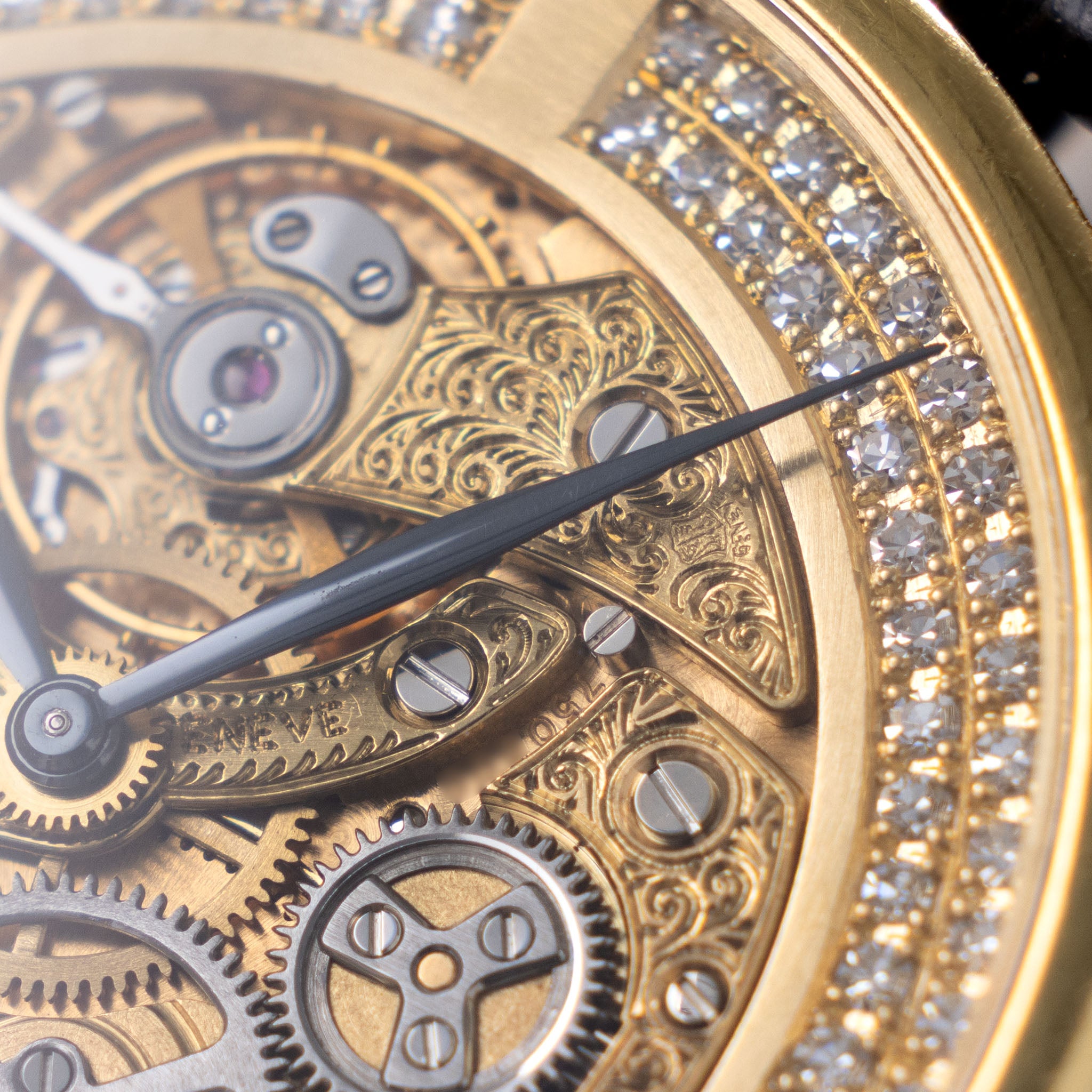 Vacheron Constantin "Skeleton " Engraved diamond set Dresswatch in 18k yellow gold ref. 36004