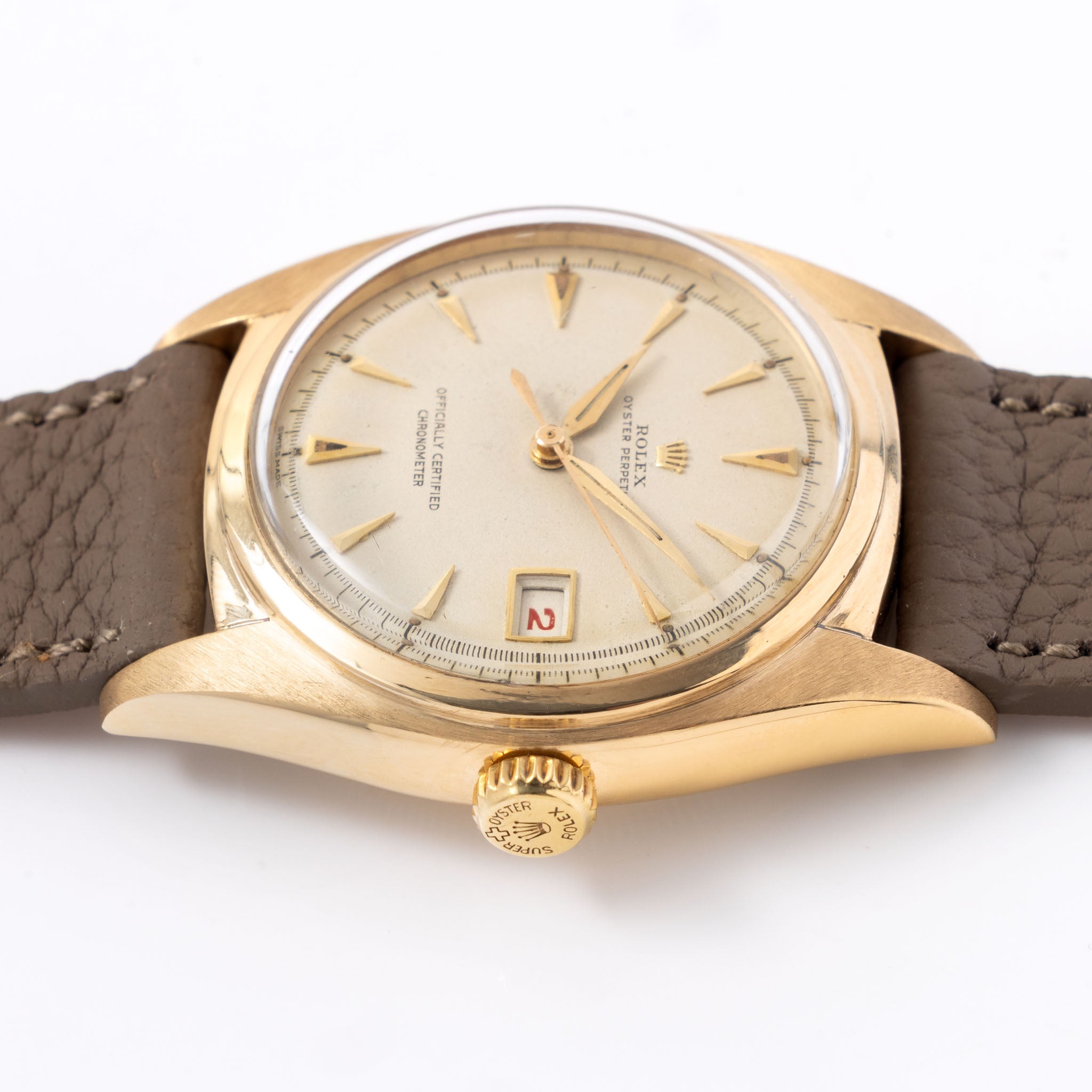 Rolex Oyster Perpetual ref. 6104 "Ovettone" Cream Dial in 18k yellow gold