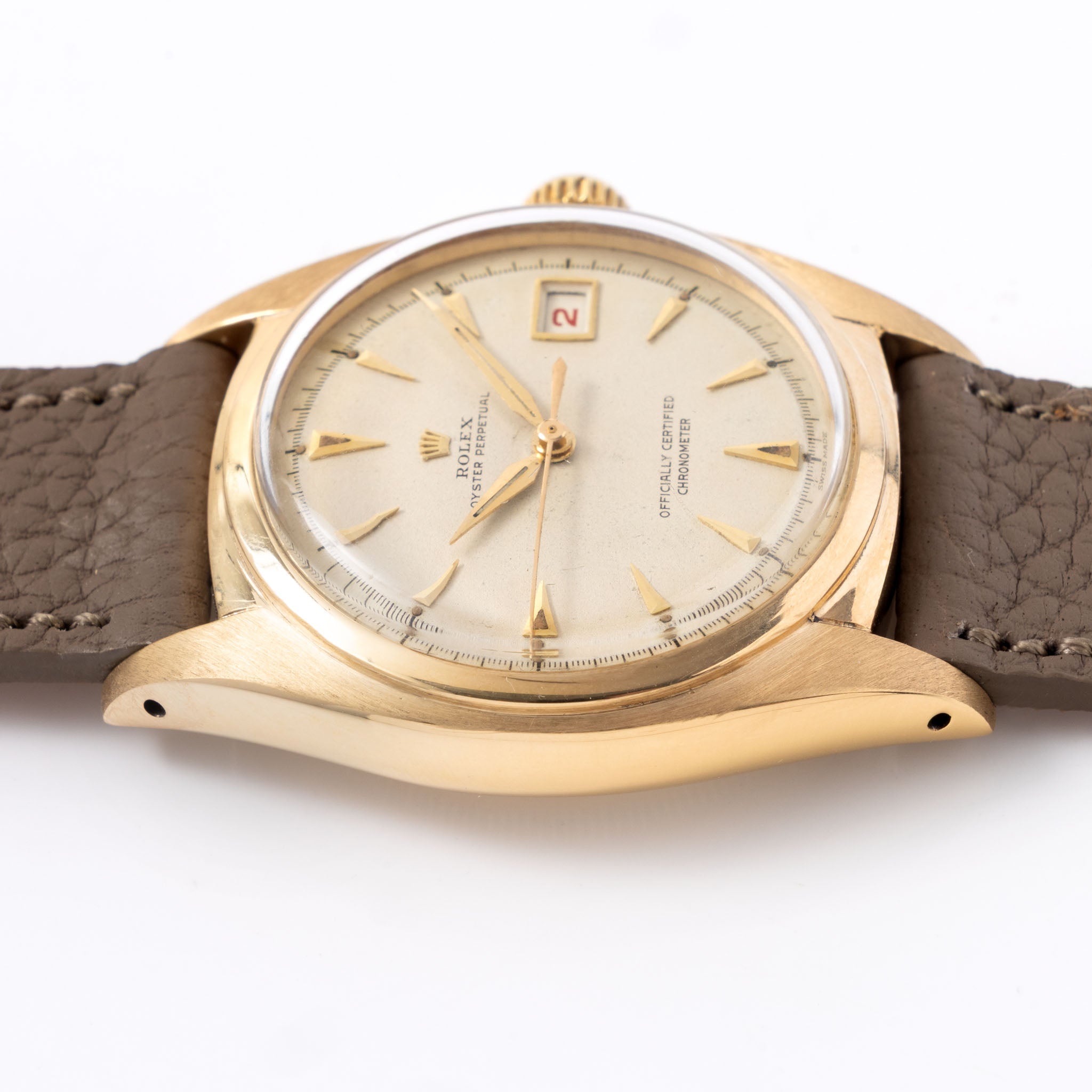 Rolex Oyster Perpetual ref. 6104 "Ovettone" Cream Dial in 18k yellow gold