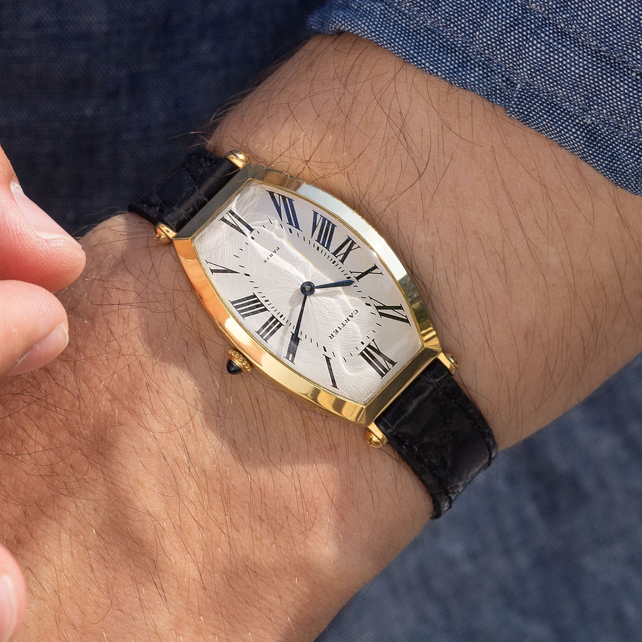 Cartier Tonneau Jumbo "Paris" Guilloché dial Mechanic