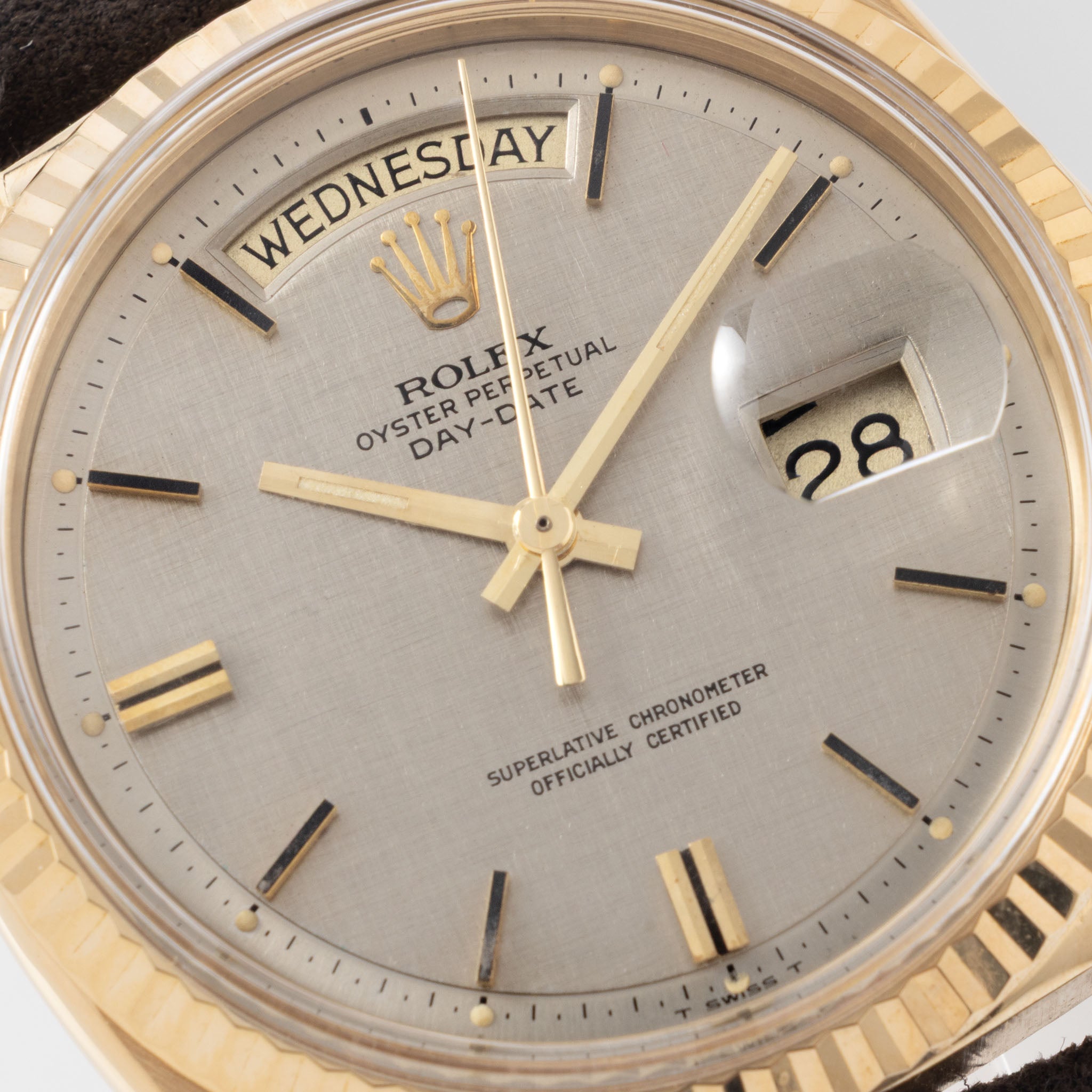 Rolex Day-Date 1803 Warm Grey Linen Dial in 18k Yellow Gold