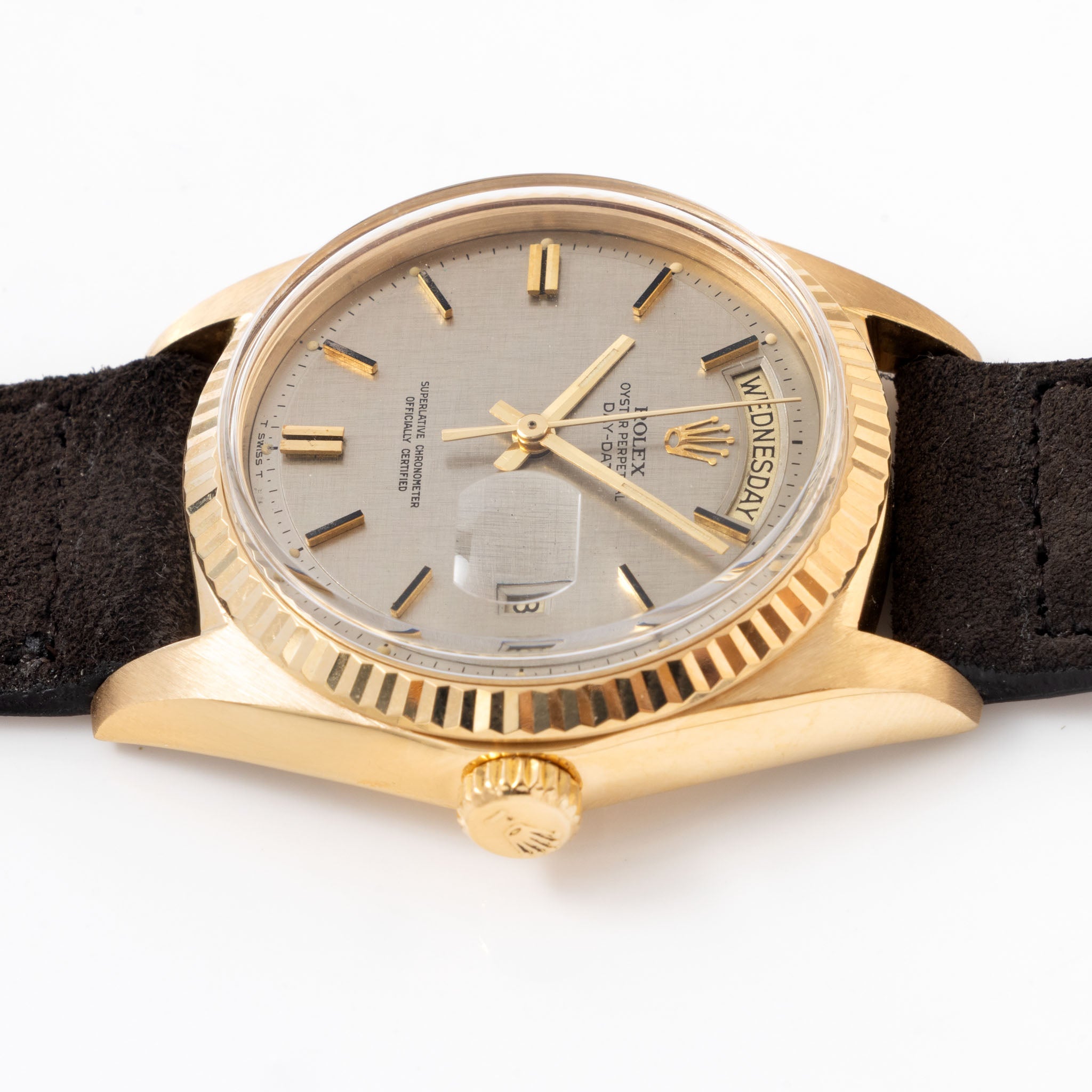 Rolex Day-Date 1803 Warm Grey Linen Dial in 18k Yellow Gold