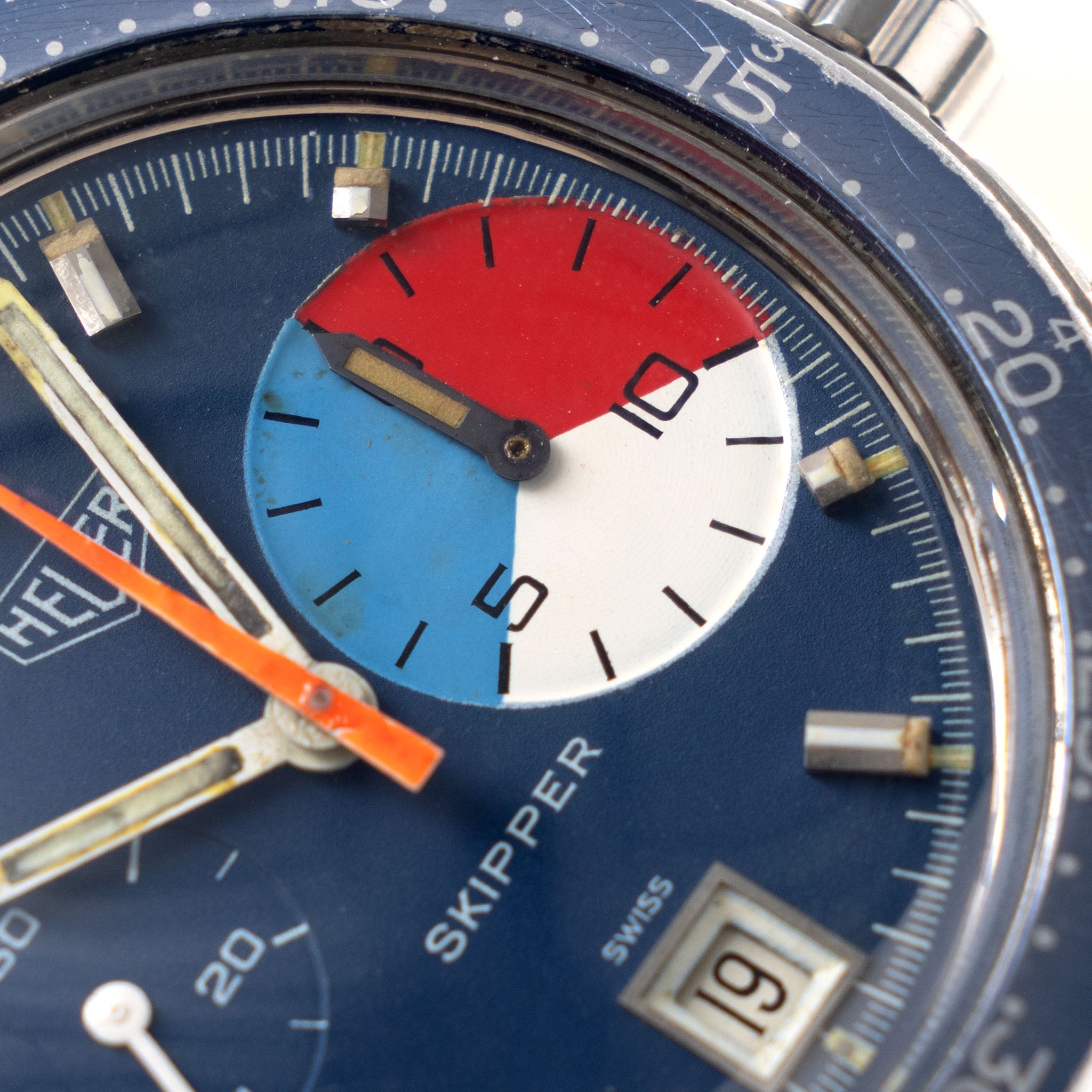 Heuer Skipper Yacht Regatta Timer Blue dial ref. 73463 with rare Gay Frères bracelet