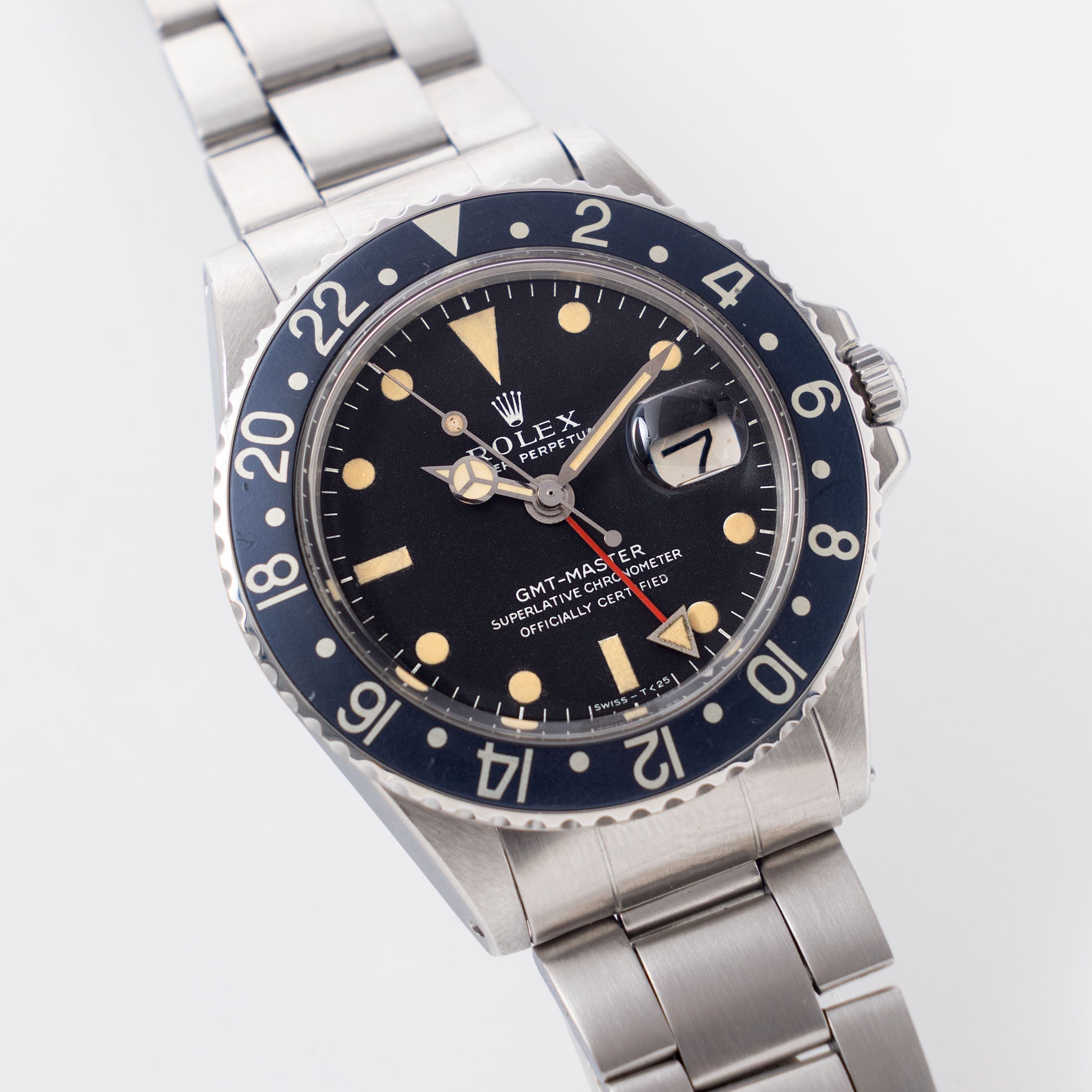 Rolex GMT-Master 1675 MK1 Long E Dial Vivid Patina Faded to Grey Inlay
