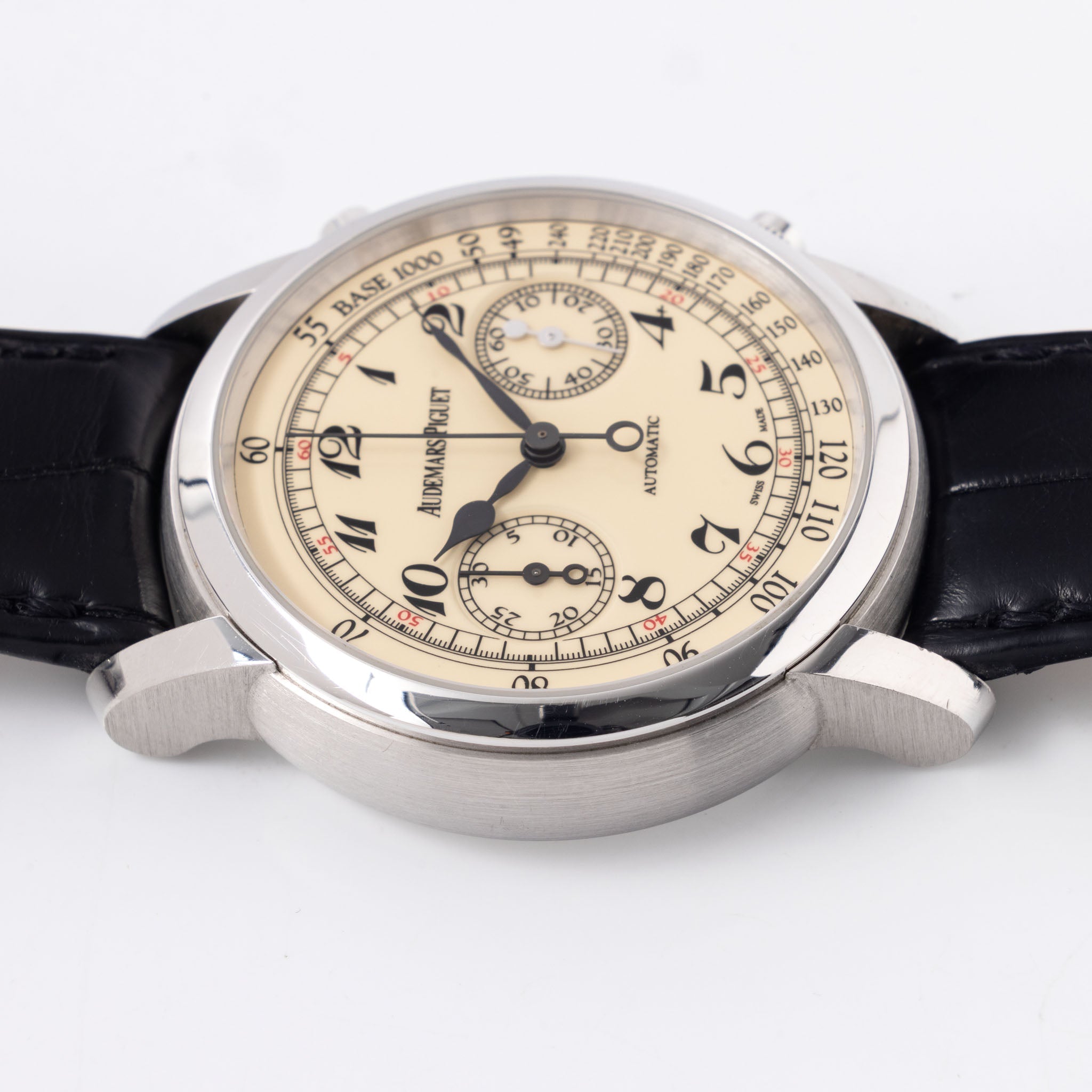 Audemars Piguet Jules Audemars Chronograph in 18k White Gold Cream Dial with Original Warranty and Register Booklet ref. 26100BC