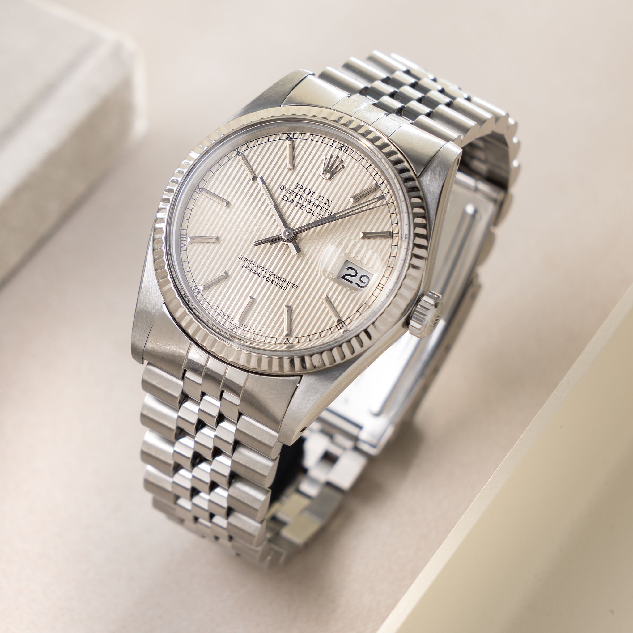 Rolex Datejust 16014 Silver Tapestry Dial