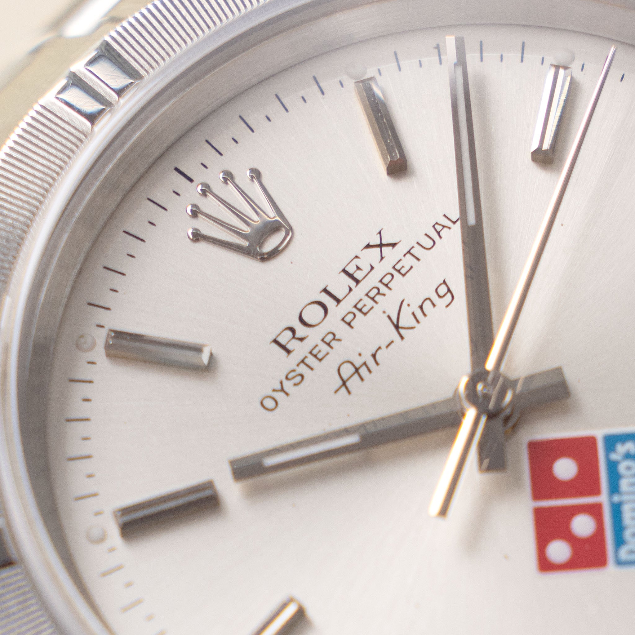 Rolex Oyster Perpetual Air-king Silver Domino’s Logo dial ref 14010