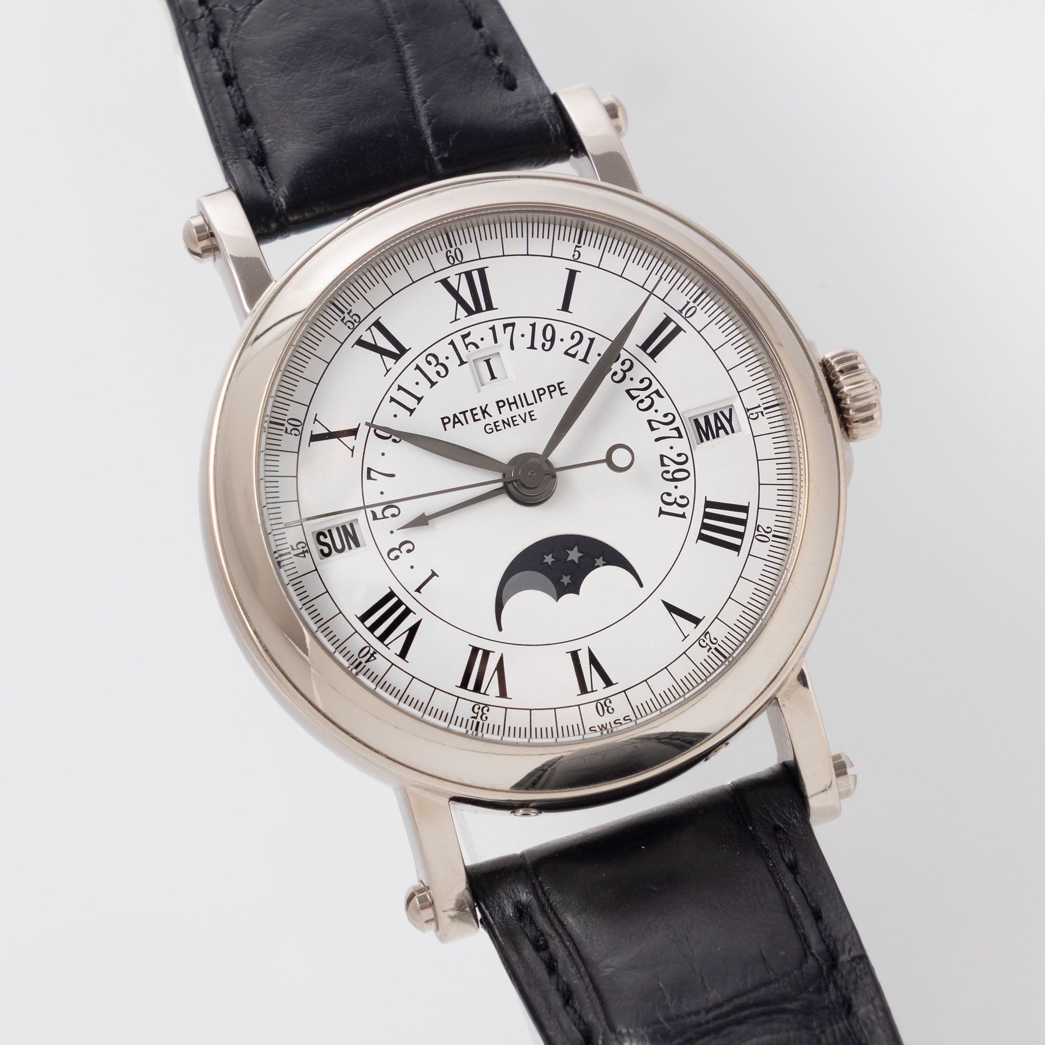 Patek Philippe Retrograde Perpetual Calendar 5059G Officer Case in 18k White Gold with Original Certificate of Origine