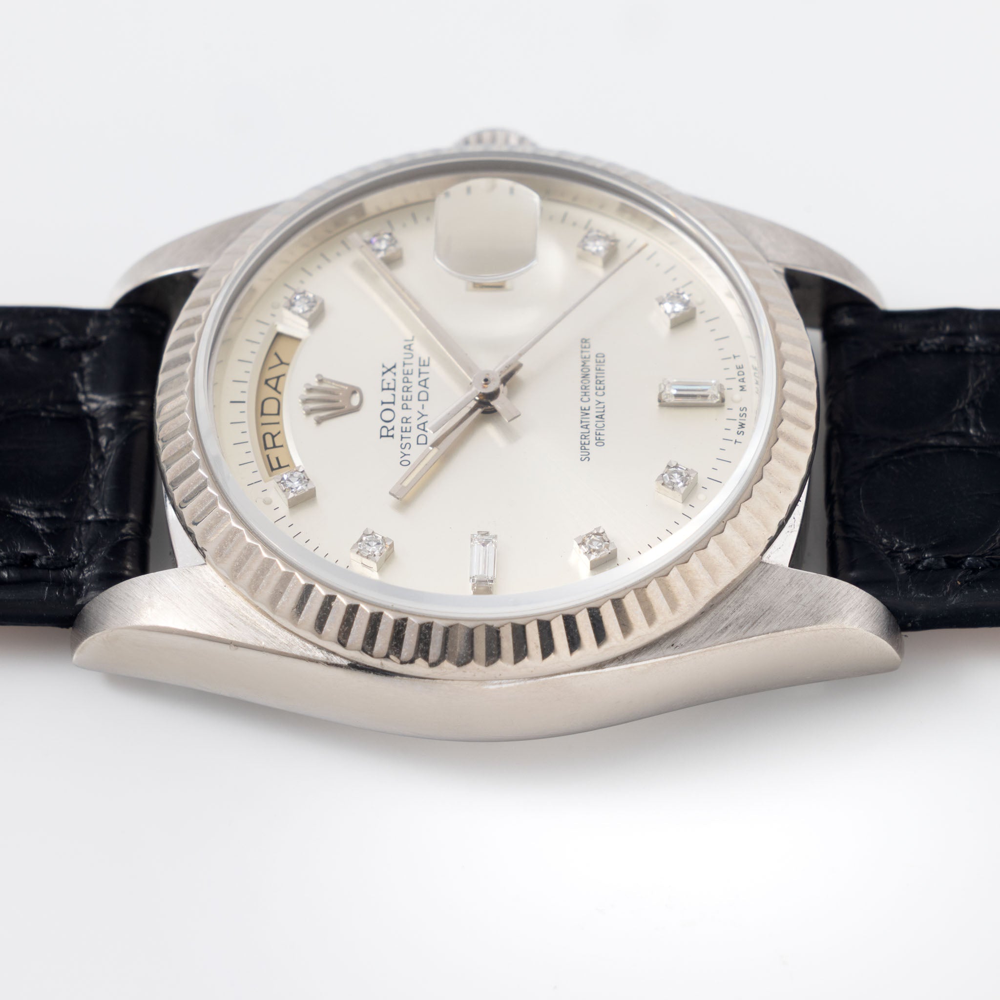 Rolex Day-Date 18039 Silver Diamond Dial in 18k White Gold