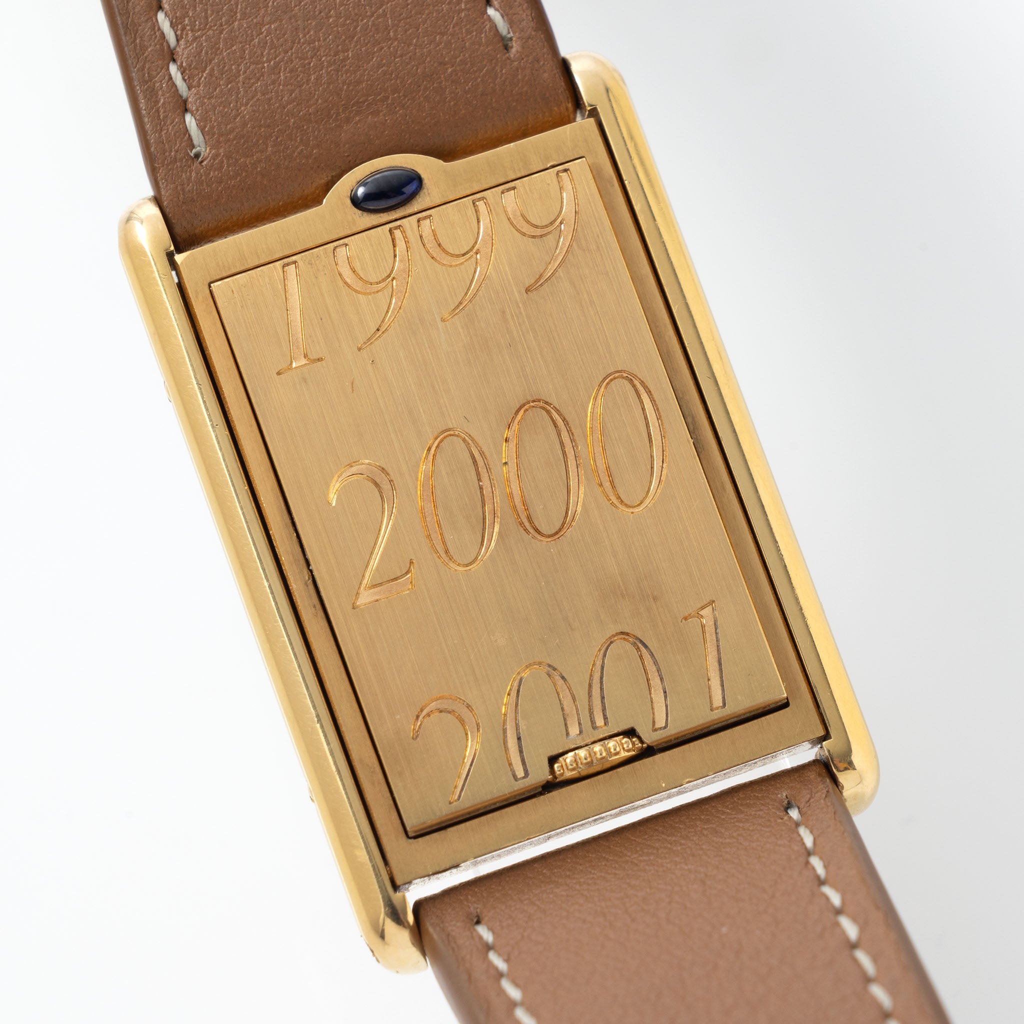 Cartier Basculante 2391 Guilloché Dial in 18k Yellow Gold Millennium Limited Edition