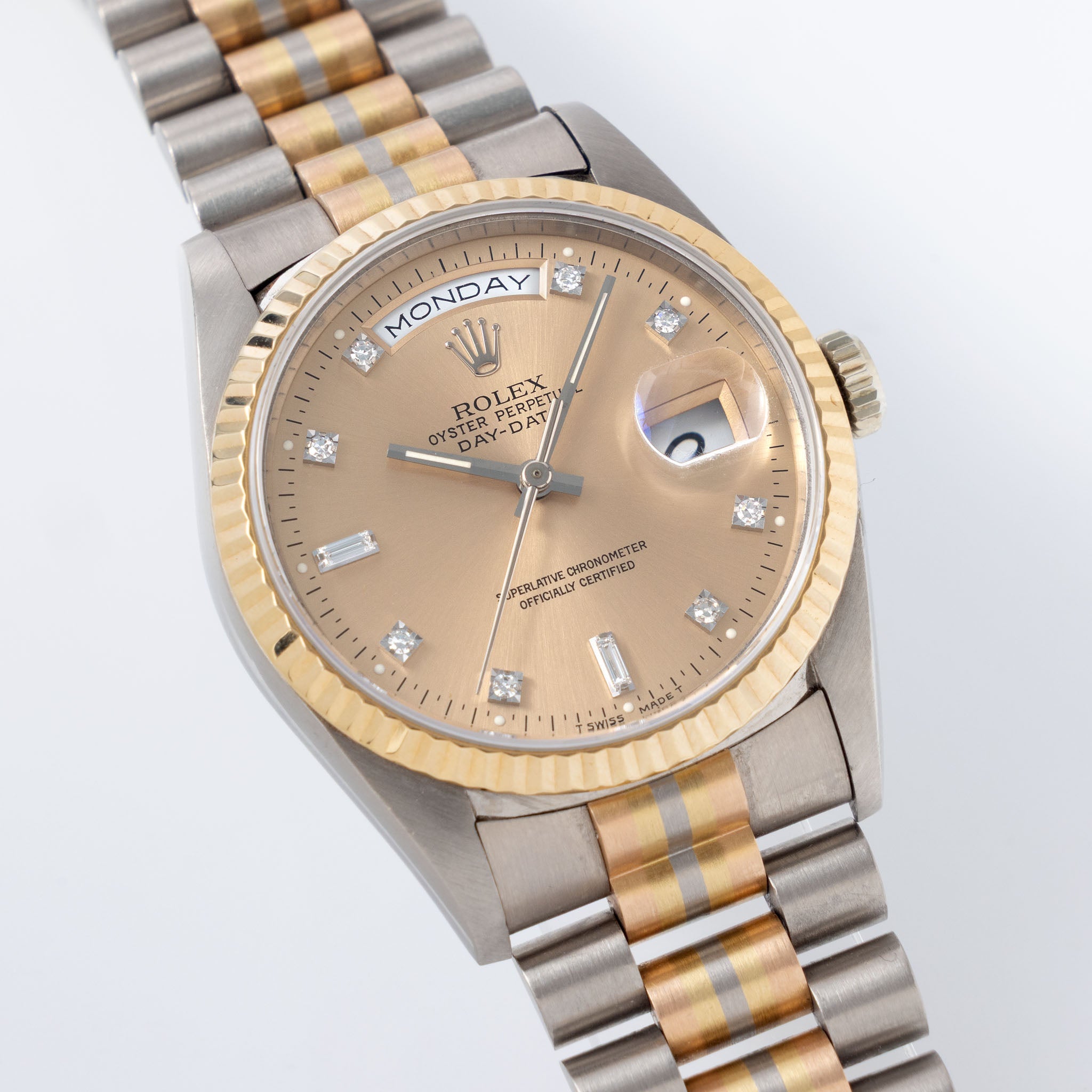 Rolex Day-date Tridor Peach Diamond Marker Dial with Original Guarantee Paper ref 18239B