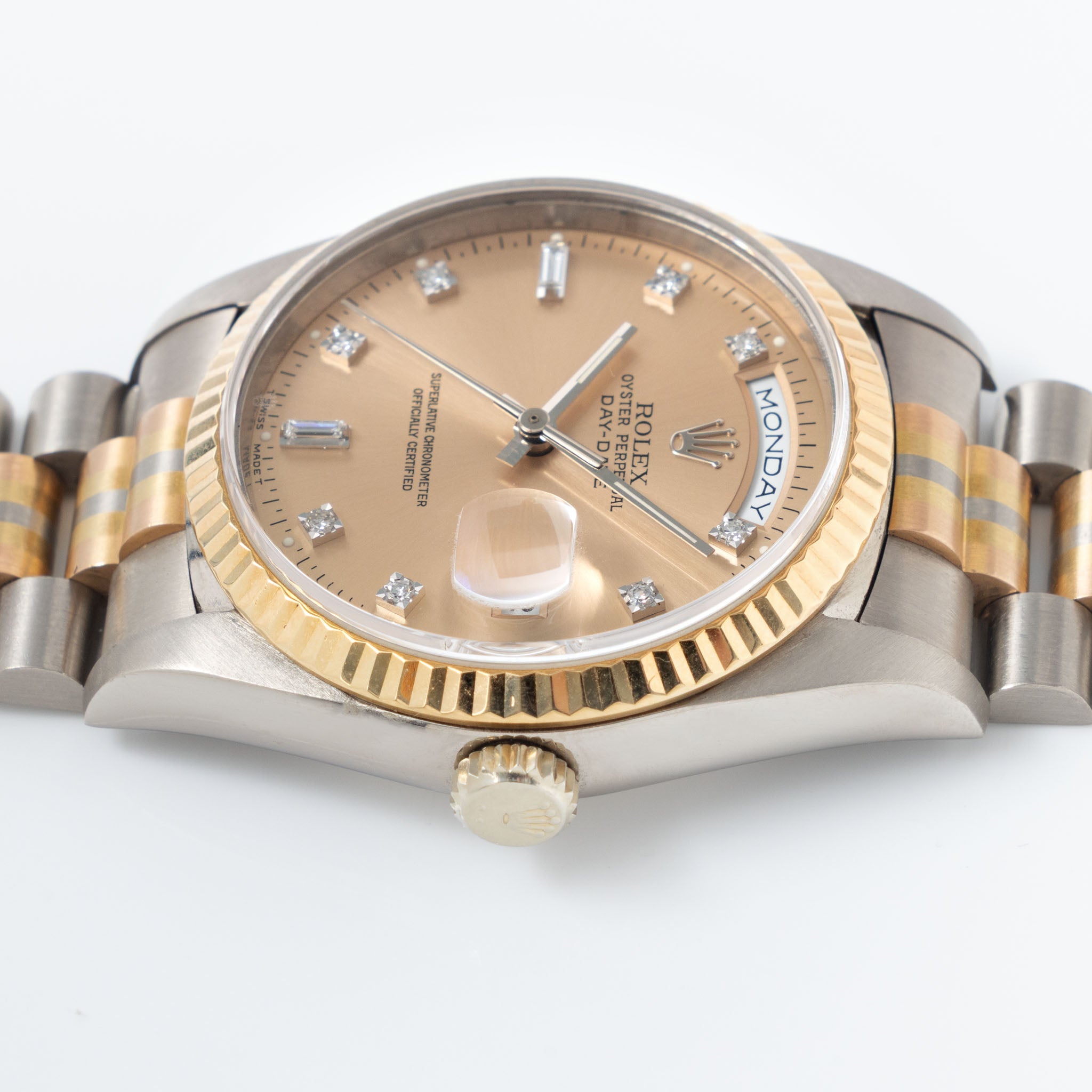 Rolex Day-date Tridor Peach Diamond Marker Dial with Original Guarantee Paper ref 18239B
