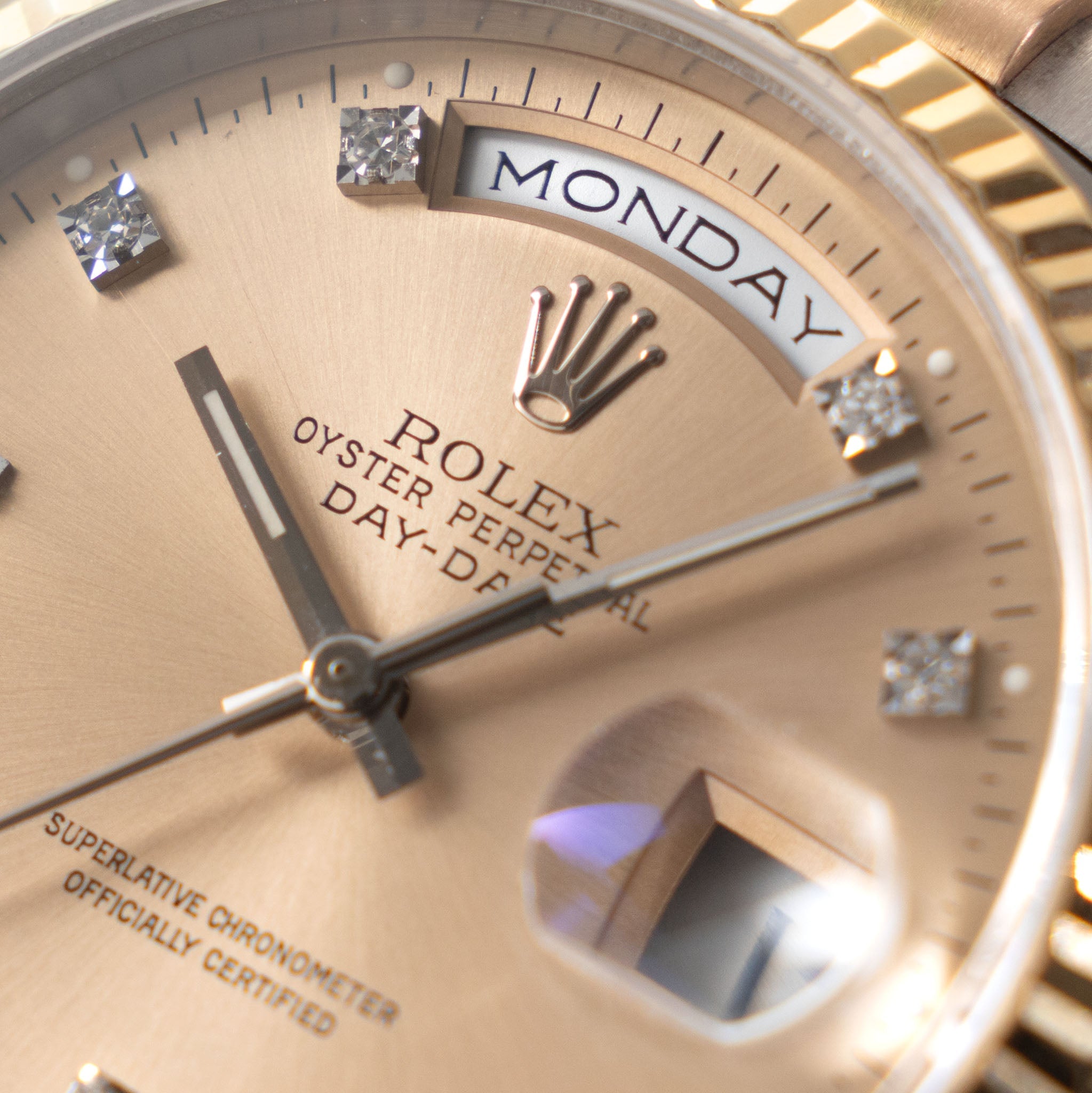 Rolex Day-date Tridor Peach Diamond Marker Dial with Original Guarantee Paper ref 18239B