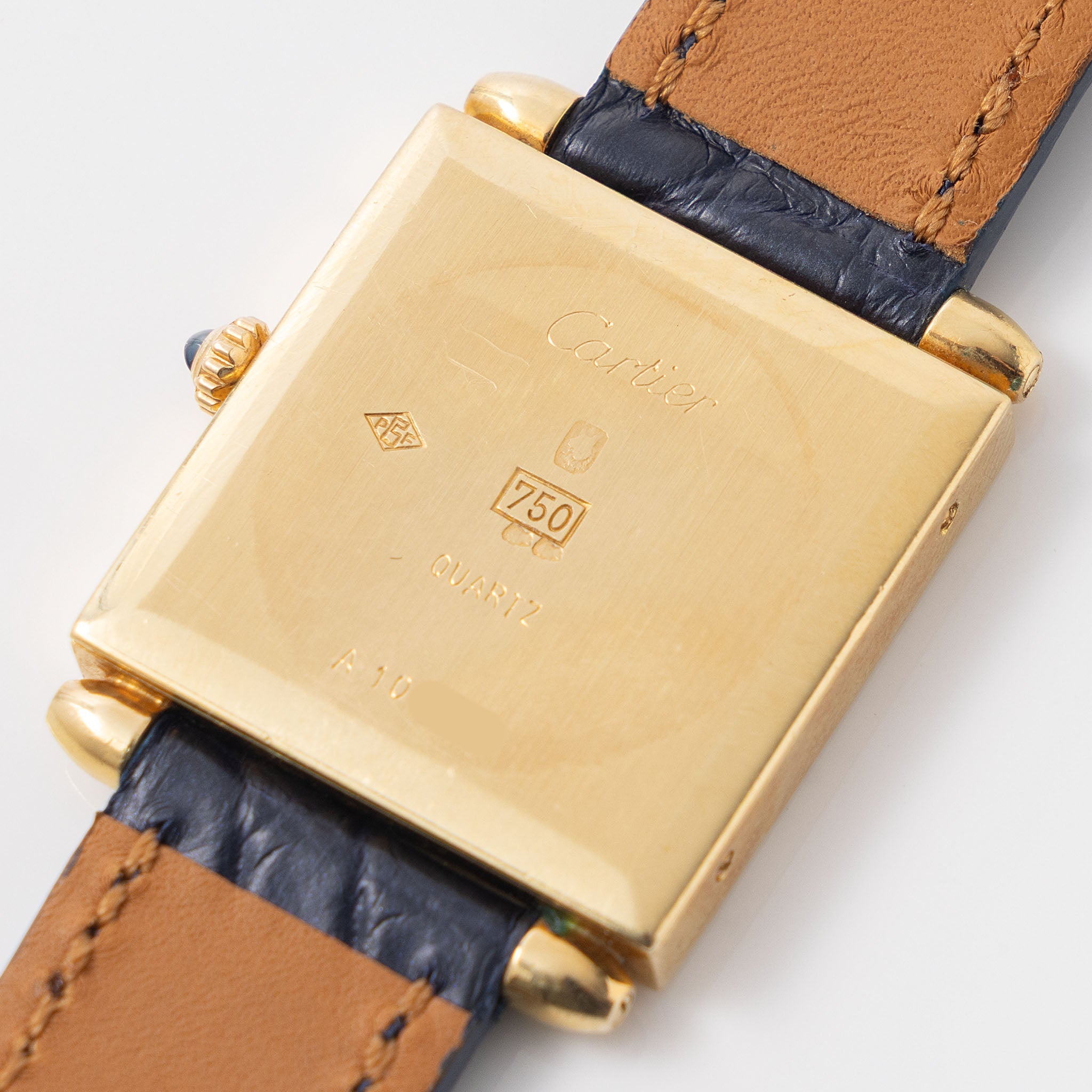 Cartier Obus Paris dial in 18 k yellow gold Blue enamel numerals