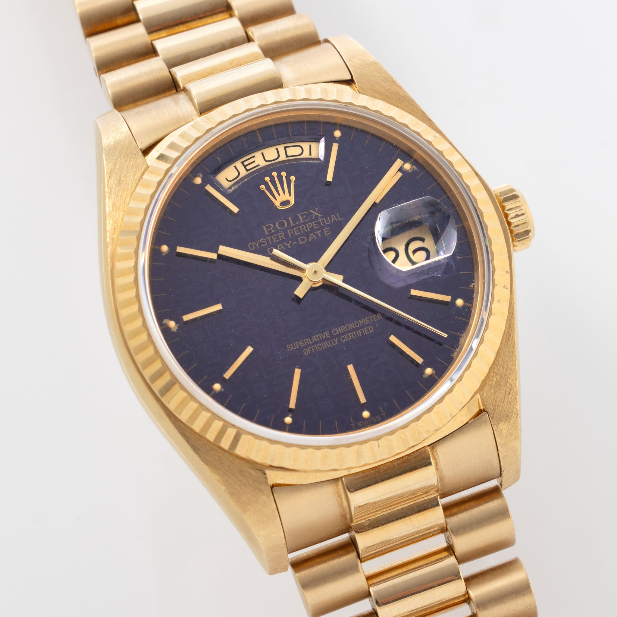 Rolex Day-Date 18038 Purple Jubilee Dial Box and Papers French Hallmarks