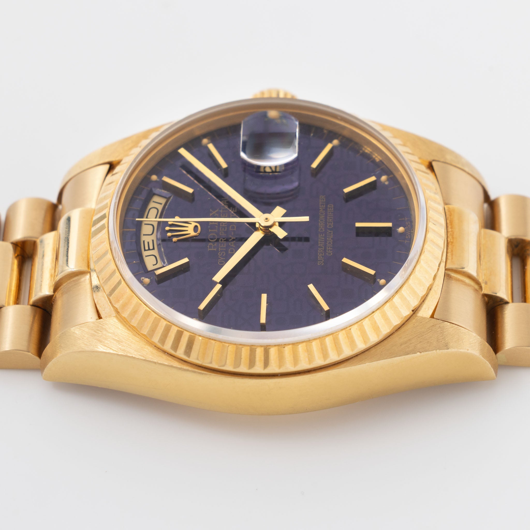 Rolex Day-Date 18038 Purple Jubilee Dial Box and Papers French Hallmarks