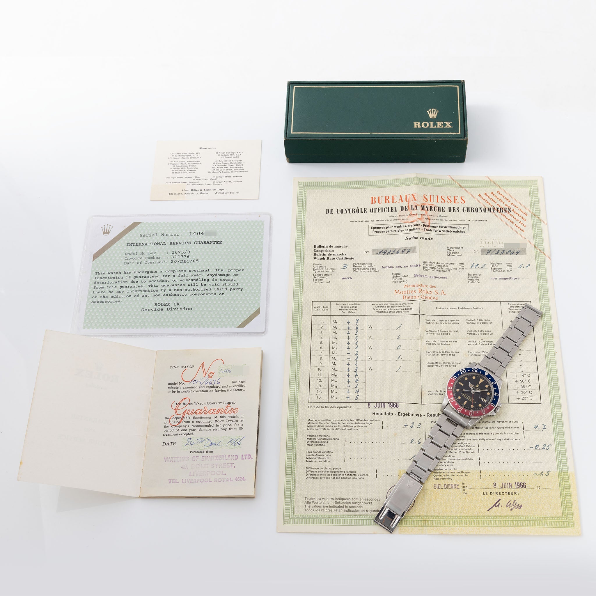 Rolex GMT-Master 1675 Super Glossy Gilt Dial with Original Punched Papers Box and Rolex Service Card