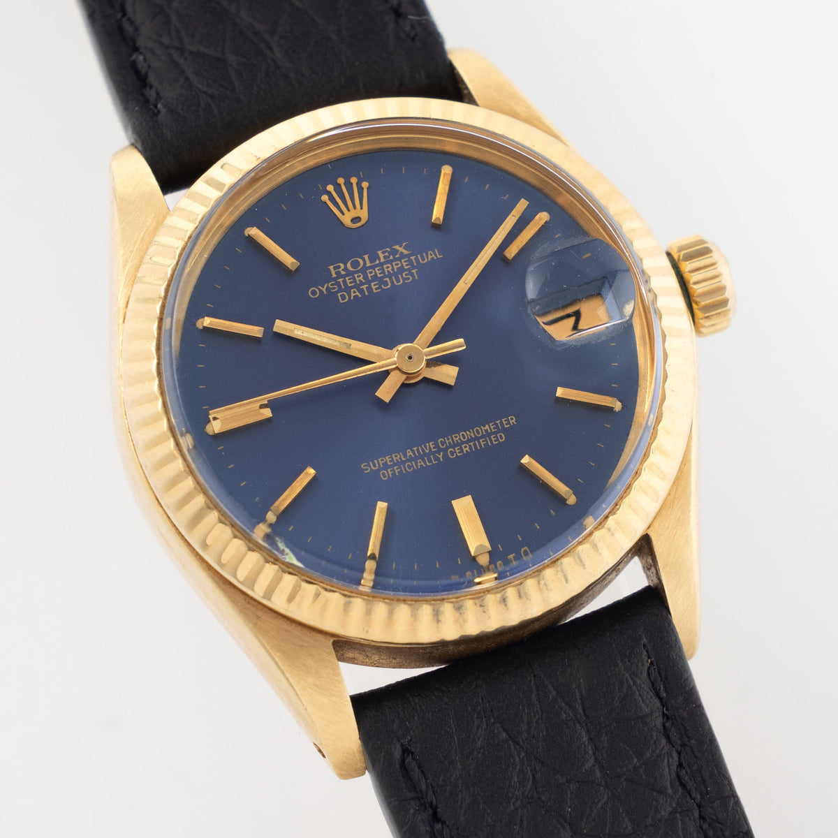 Rolex Datejust ref. 6827/8 Blue Sigma Dial in 18k Yellow Gold 31mm