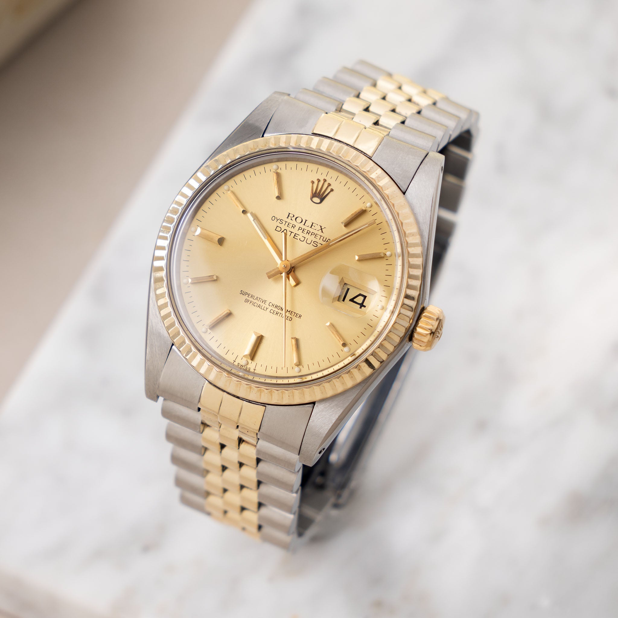 Rolex Datejust 16013 Champagne Dial in steel and yellow gold