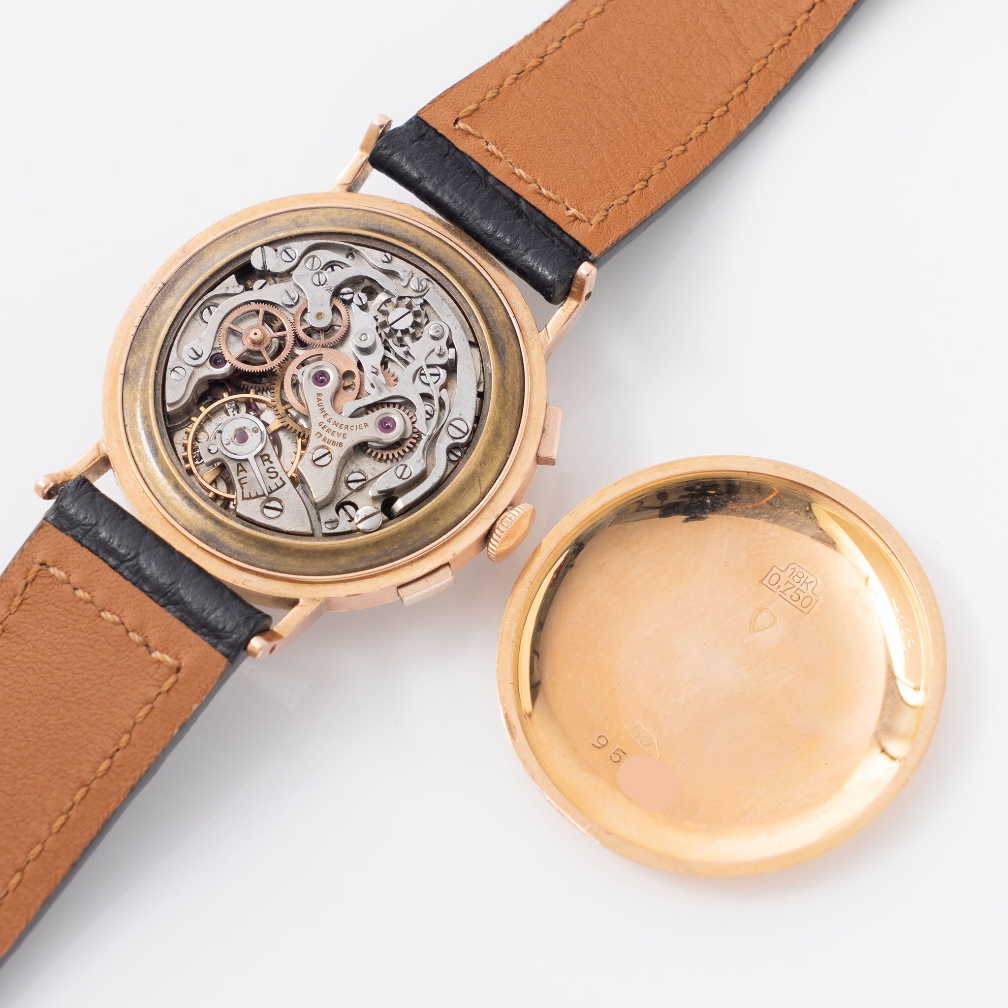 Baume & Mercier 18k Rose gold Chronograph Salmon dial Valjoux cal. 69