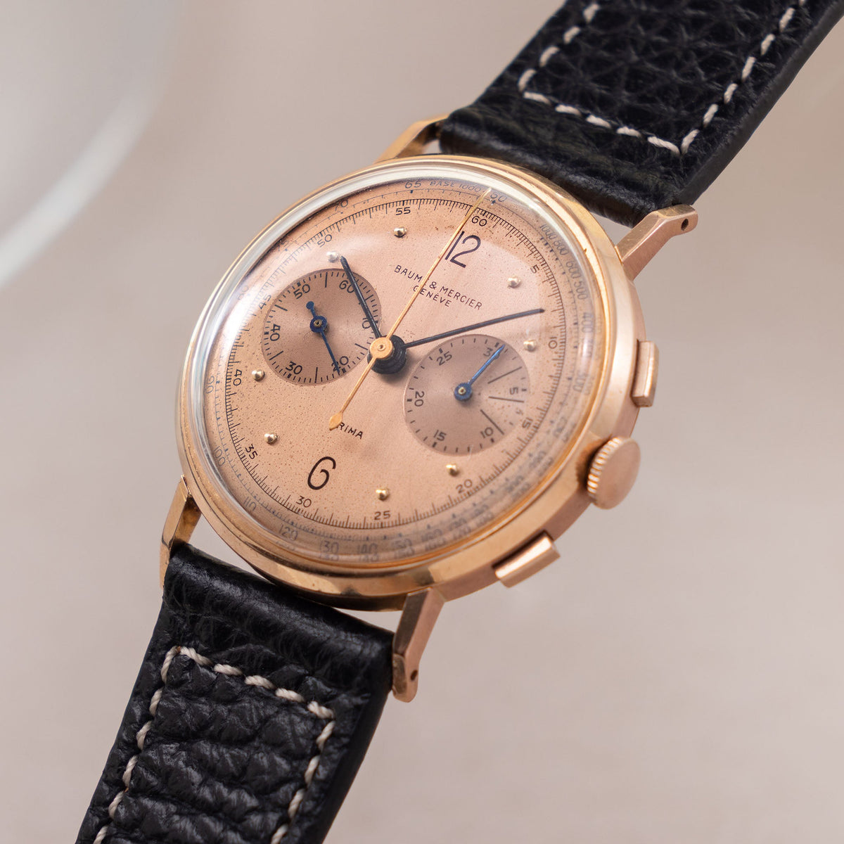 Baume & Mercier 18k Rose gold Chronograph Salmon dial Valjoux cal. 69