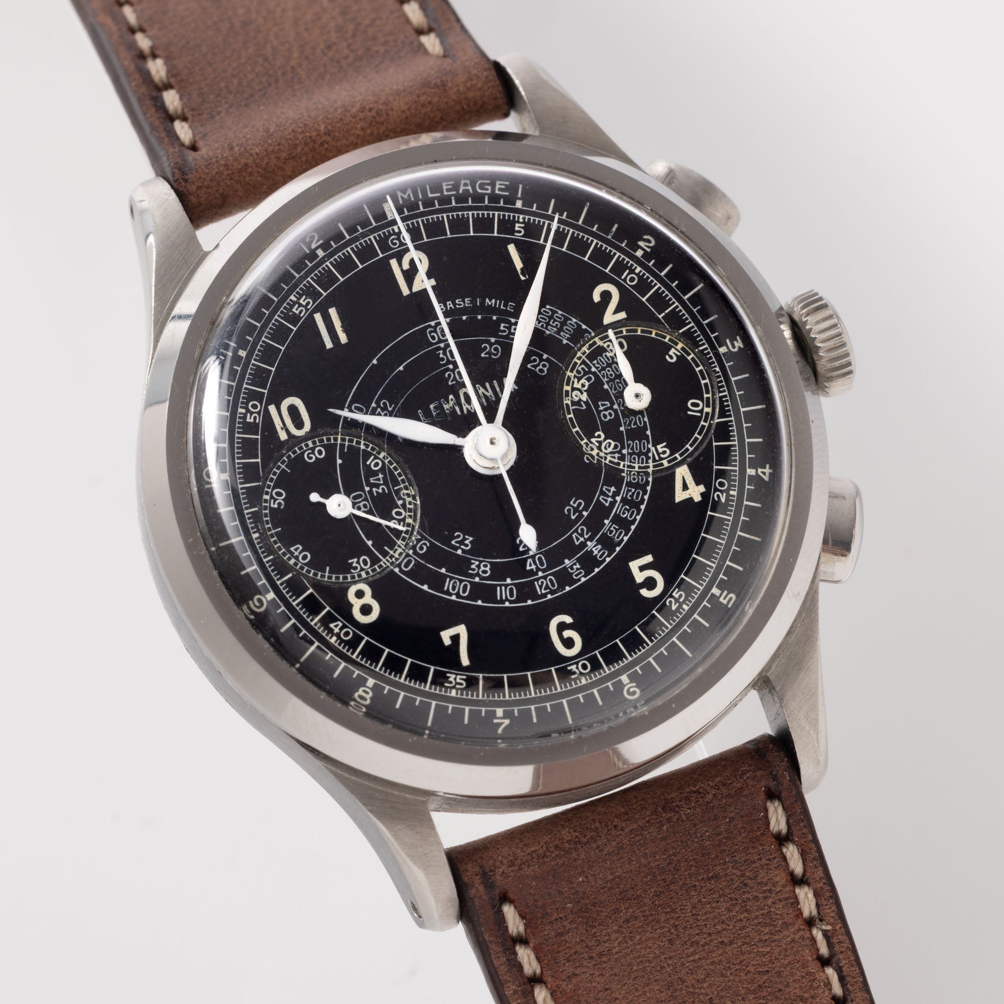 Lemania Chronograph cal 28.9 Black Military Dial