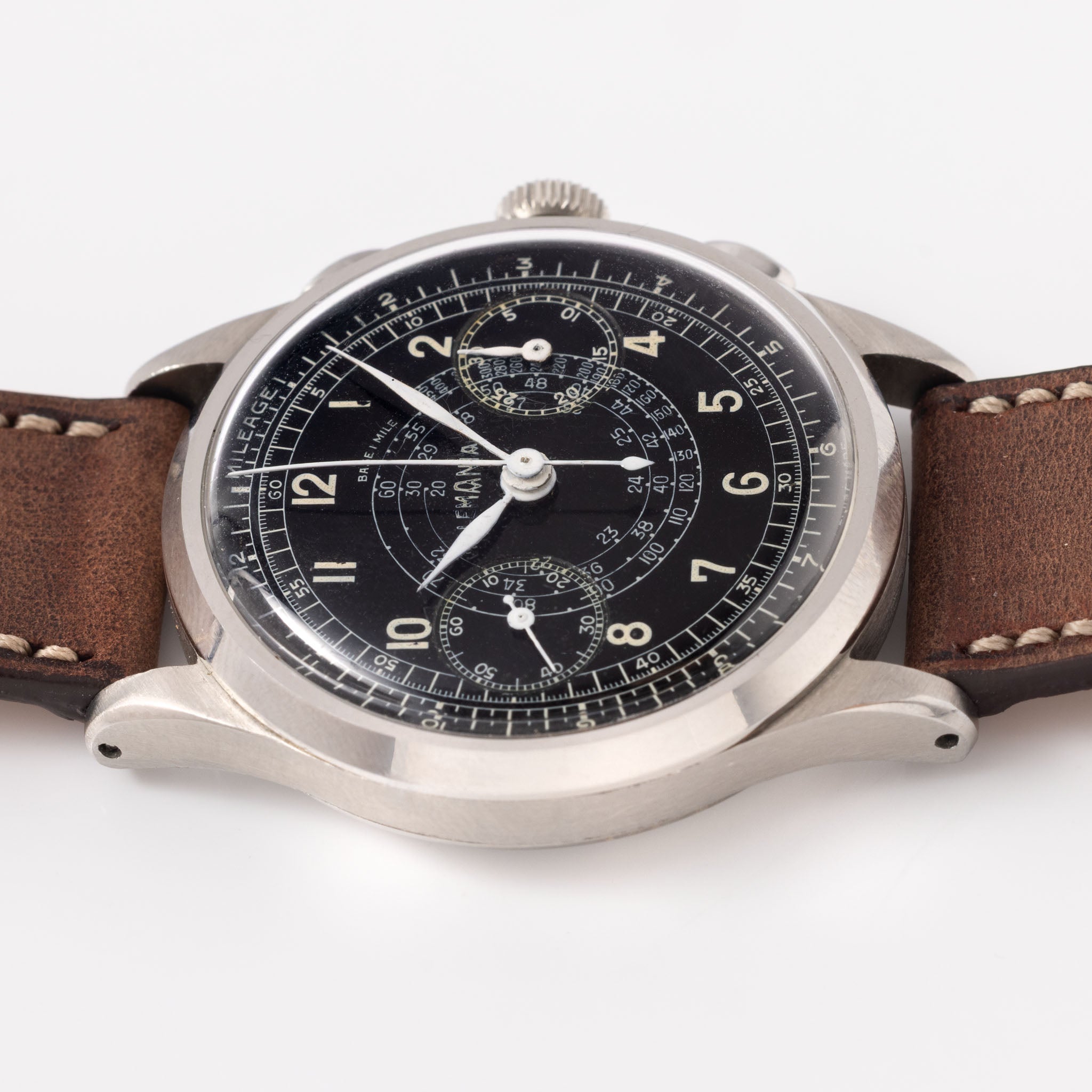 Lemania Chronograph cal 28.9 Black Military Dial