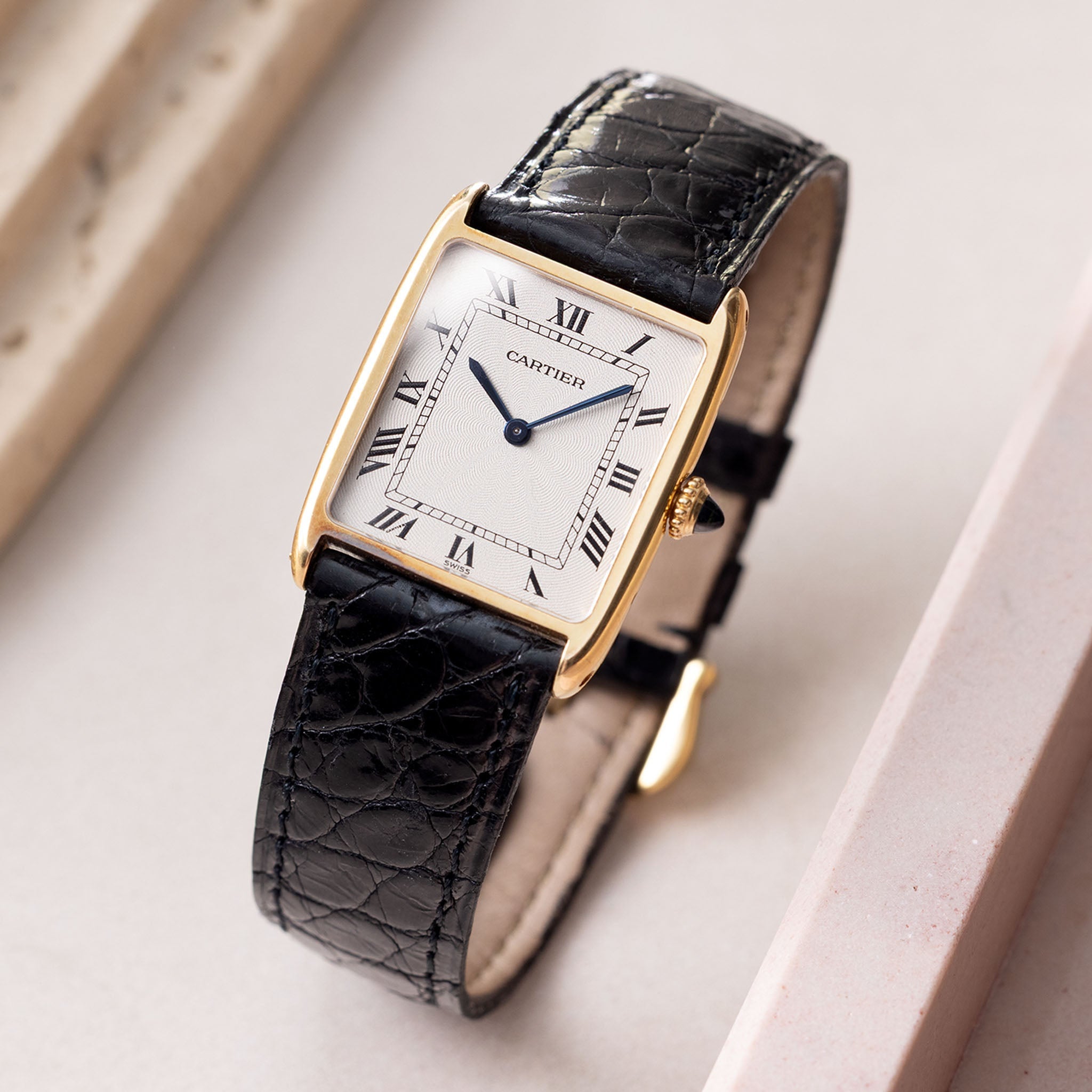 Cartier Tank Arrondie Guiloché Dial ref 896041 Mecanique Extra-Plate