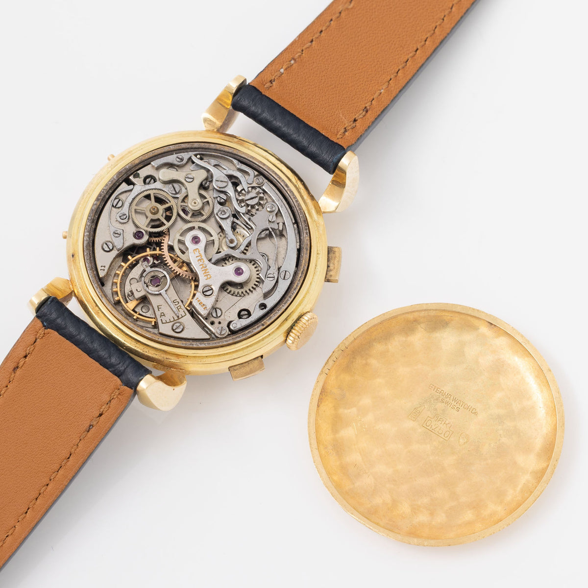 Eterna Triple Date Chronograph – 18k Yellow Gold with Sculptured Lugs and Valjoux 72C