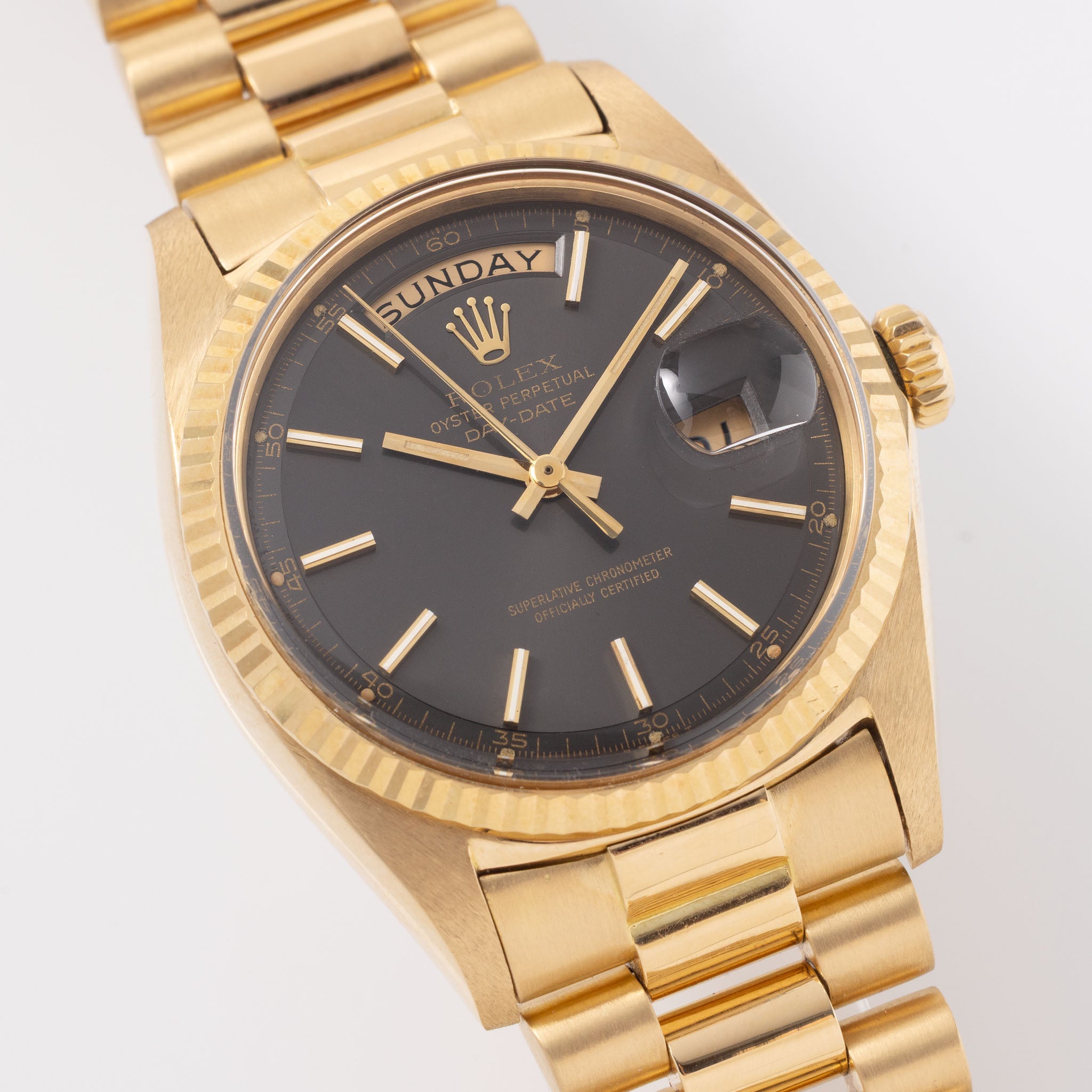Rolex Day-Date 1803 Grey Dial with Original Box and Double Punched Paper in 18k Yellow Gold