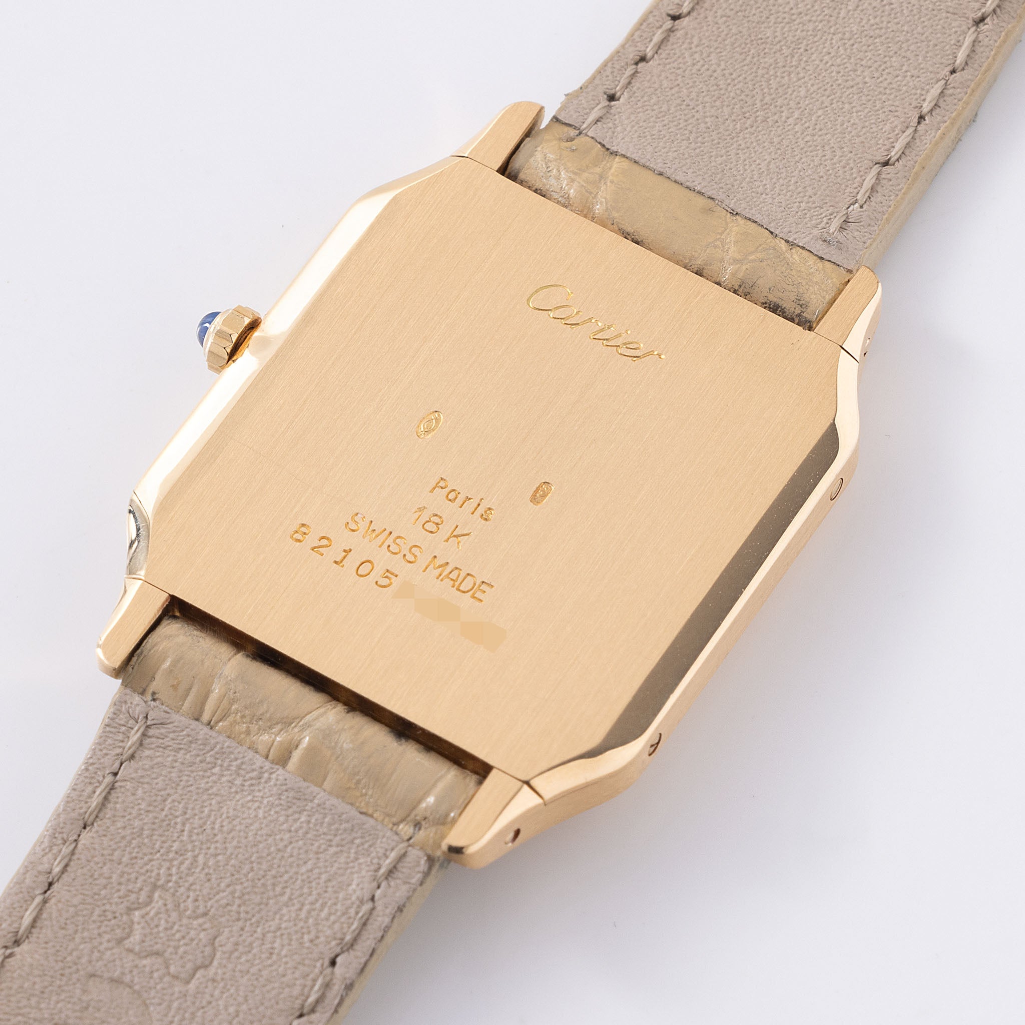 Cartier Santos Dumont ultra thin Guilloché dial with box and warrantee paper ref 8210