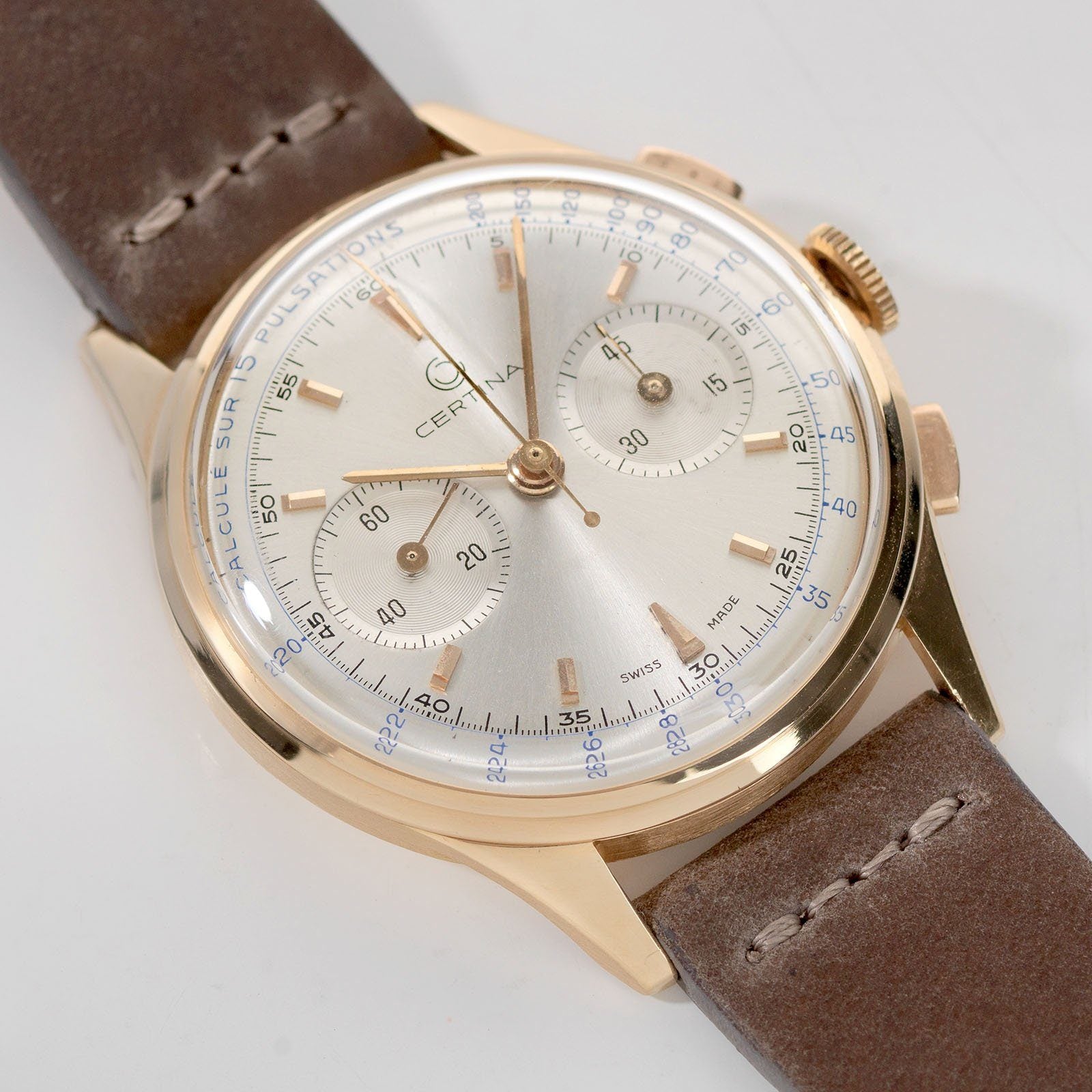 Certina Red Gold Pulsometer Chronograph 1940s