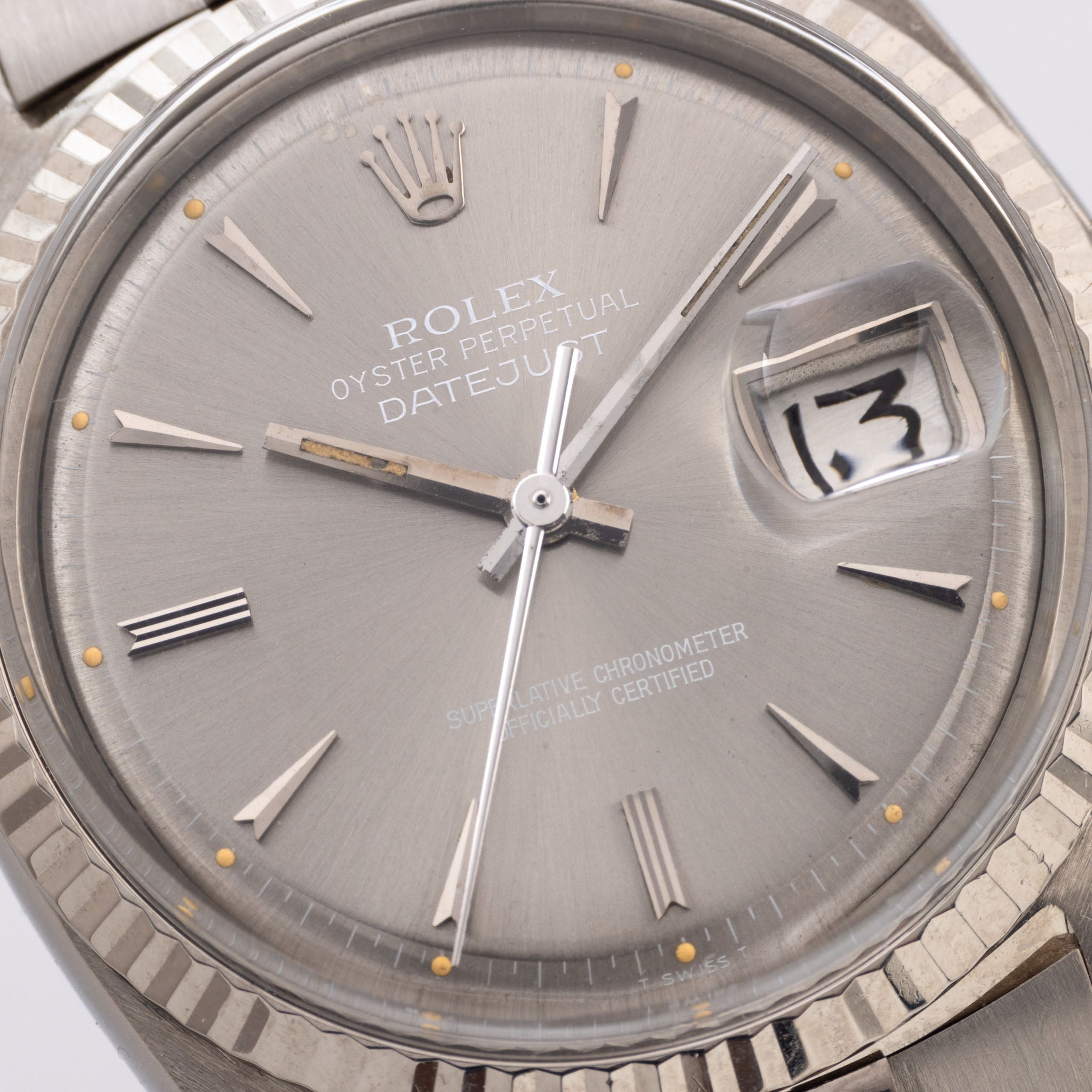 Rare Rolex Datejust 1601/9 White Gold Case - Grey Dial