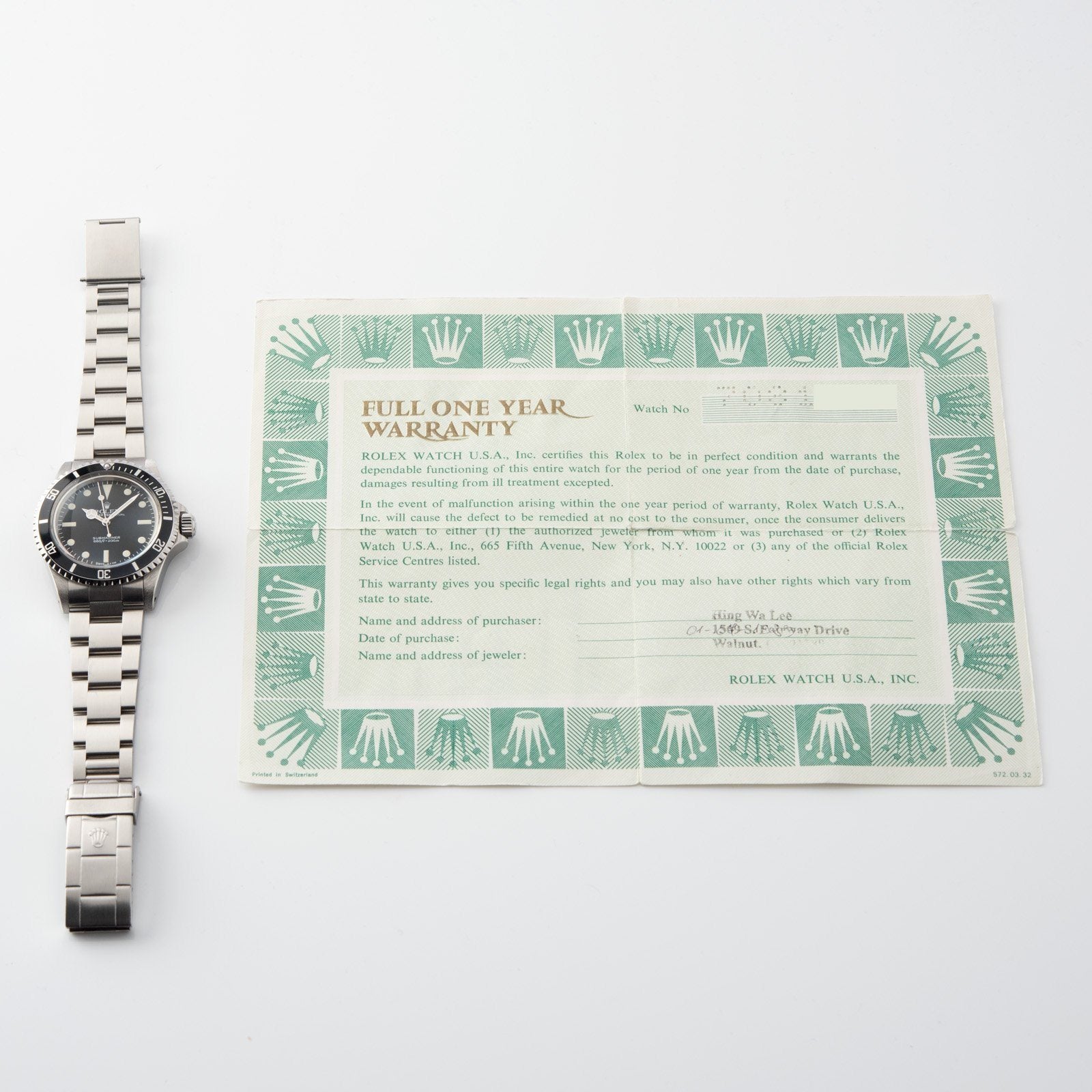 Rolex 5513 Submariner Mk5 Maxi Dial Full Set